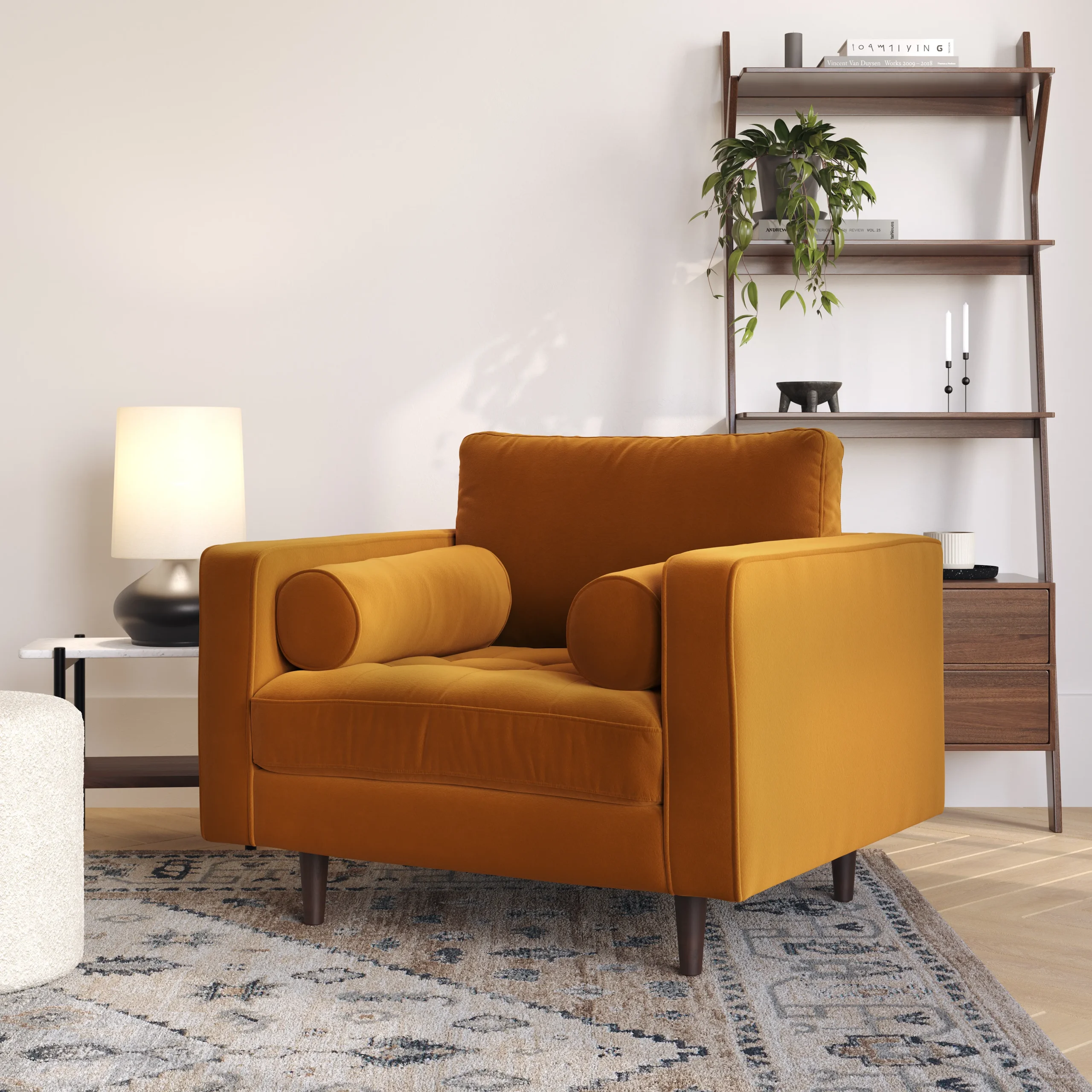 Sven 42_ Tufted Velvet Lounge Chair - Plush Pacific Ginger