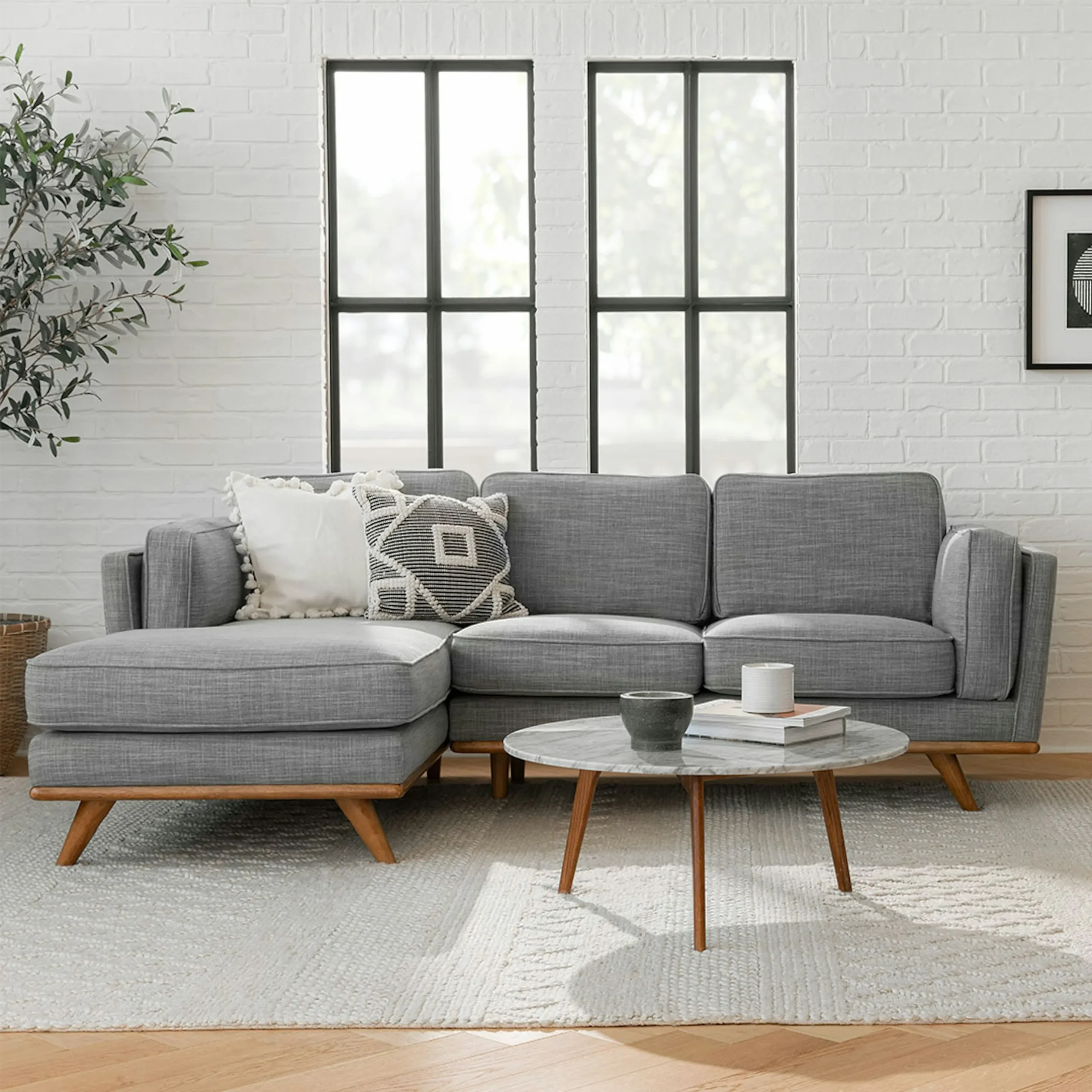 Timber 93_ Left Sectional - Pebble Gray