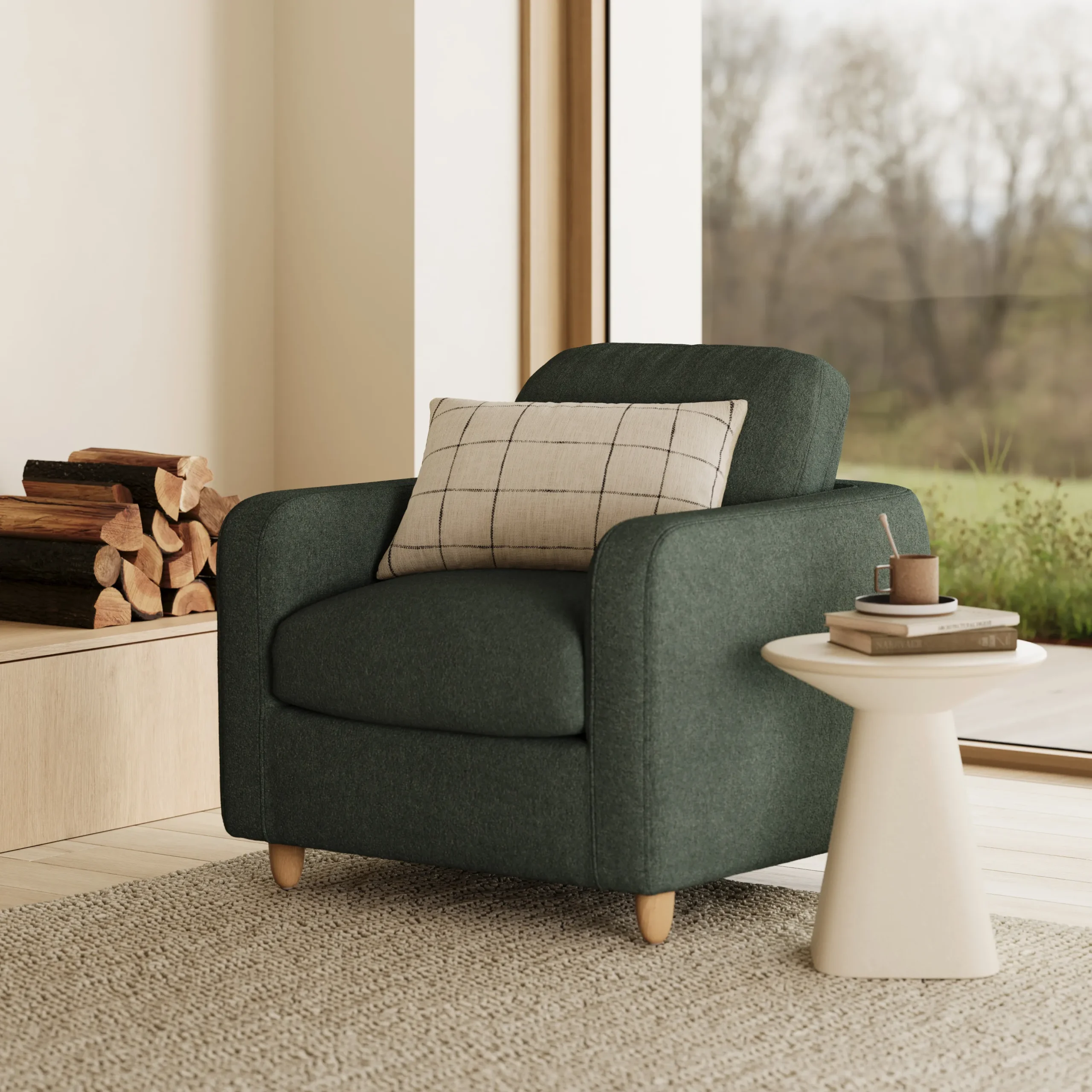 Vati 37_ Lounge Chair - Green Wool Bouclé