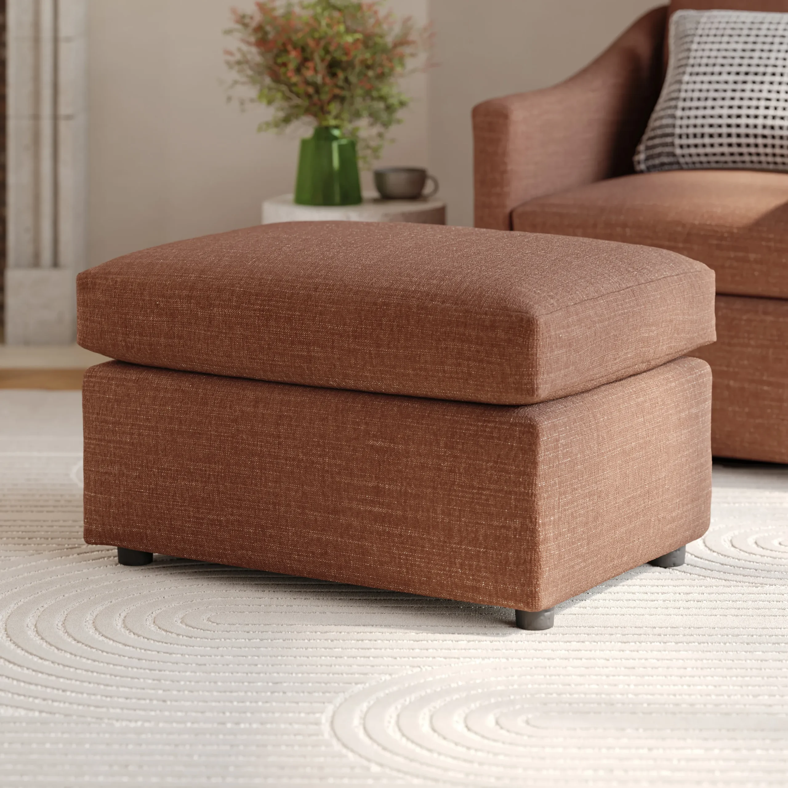 Landry 28_ Ottoman - Napa Rust