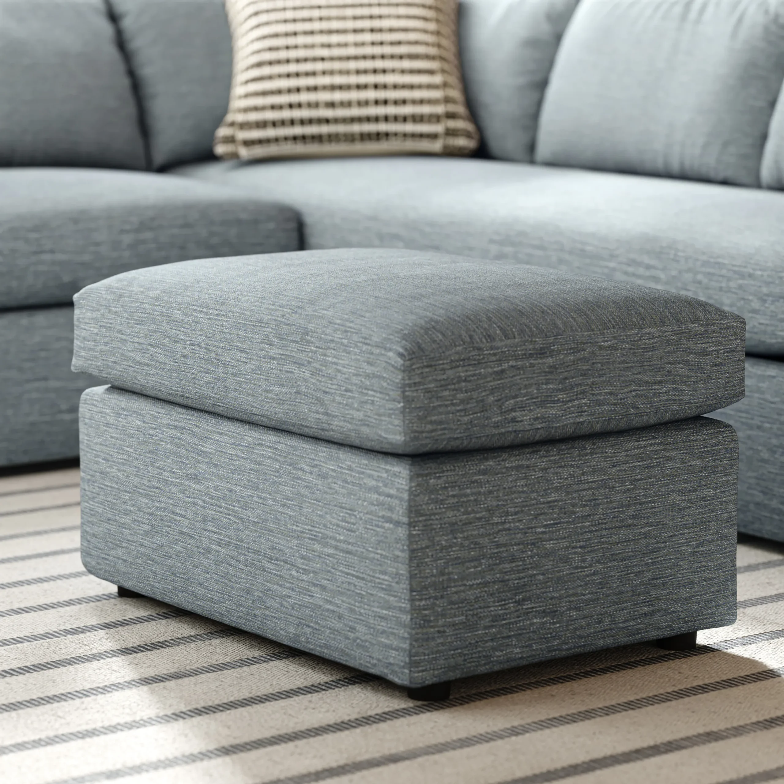 Landry 28_ Ottoman - Silver Light Blue