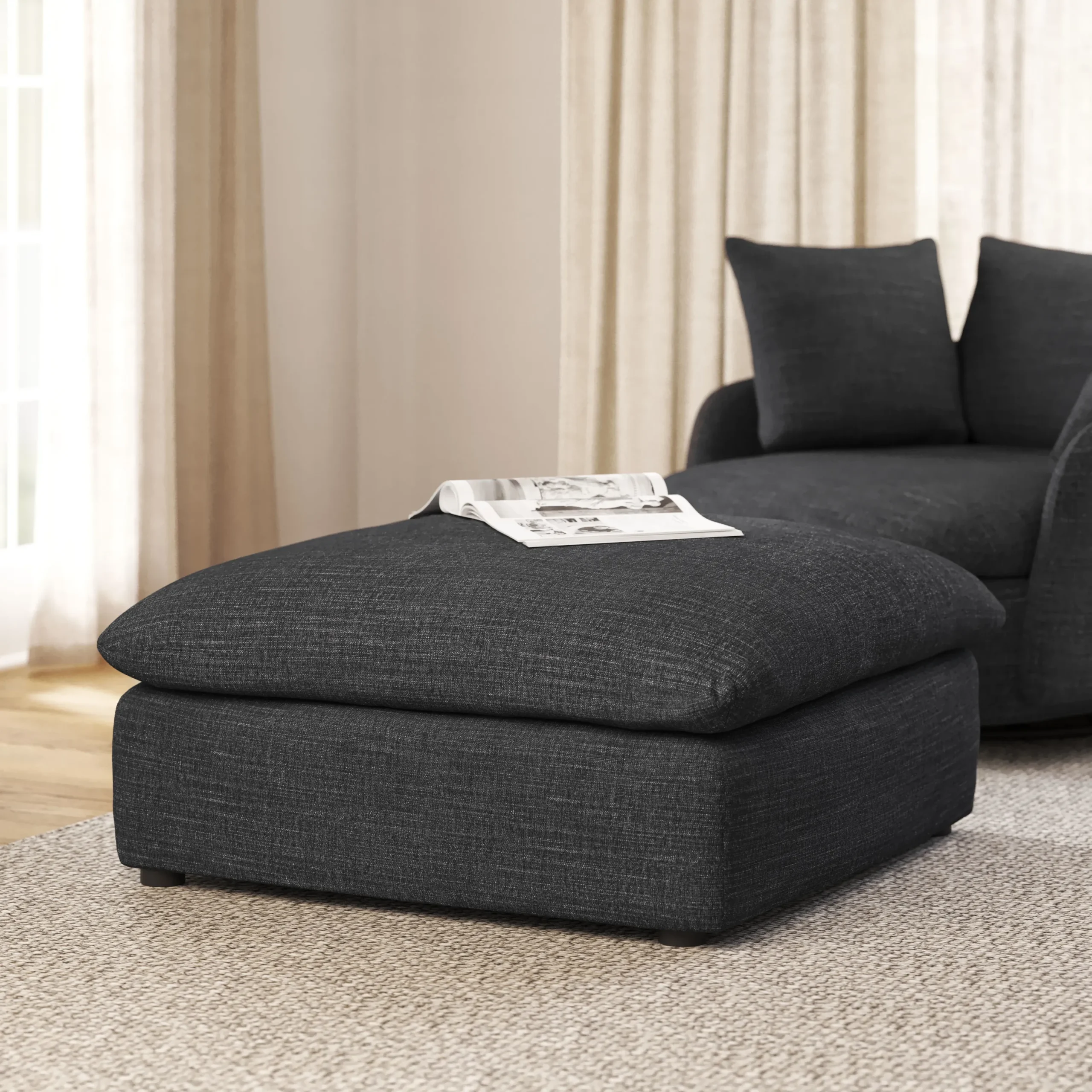 Leigh 41_ Ottoman - Napa Charcoal