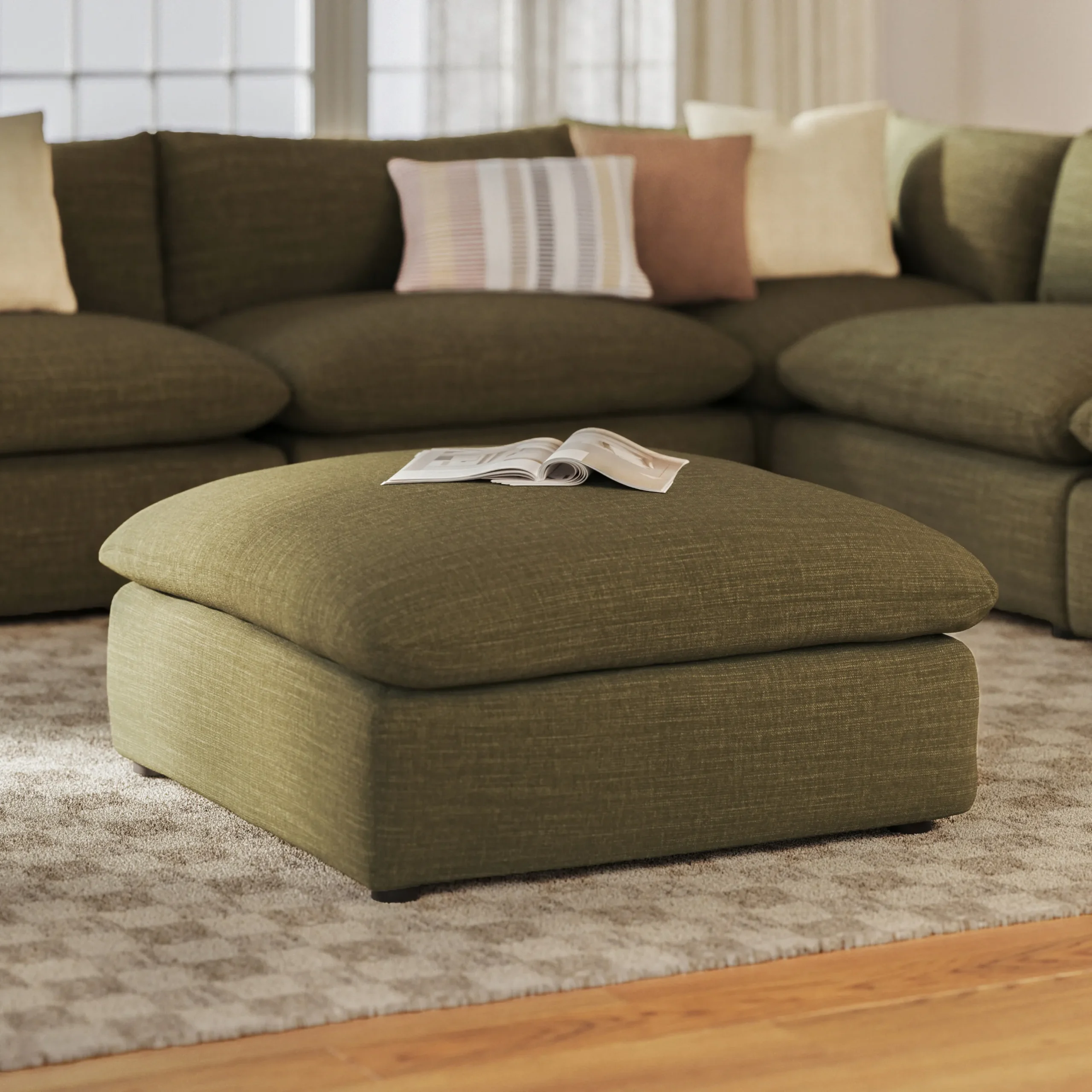 Leigh 41_ Ottoman - Napa Moss