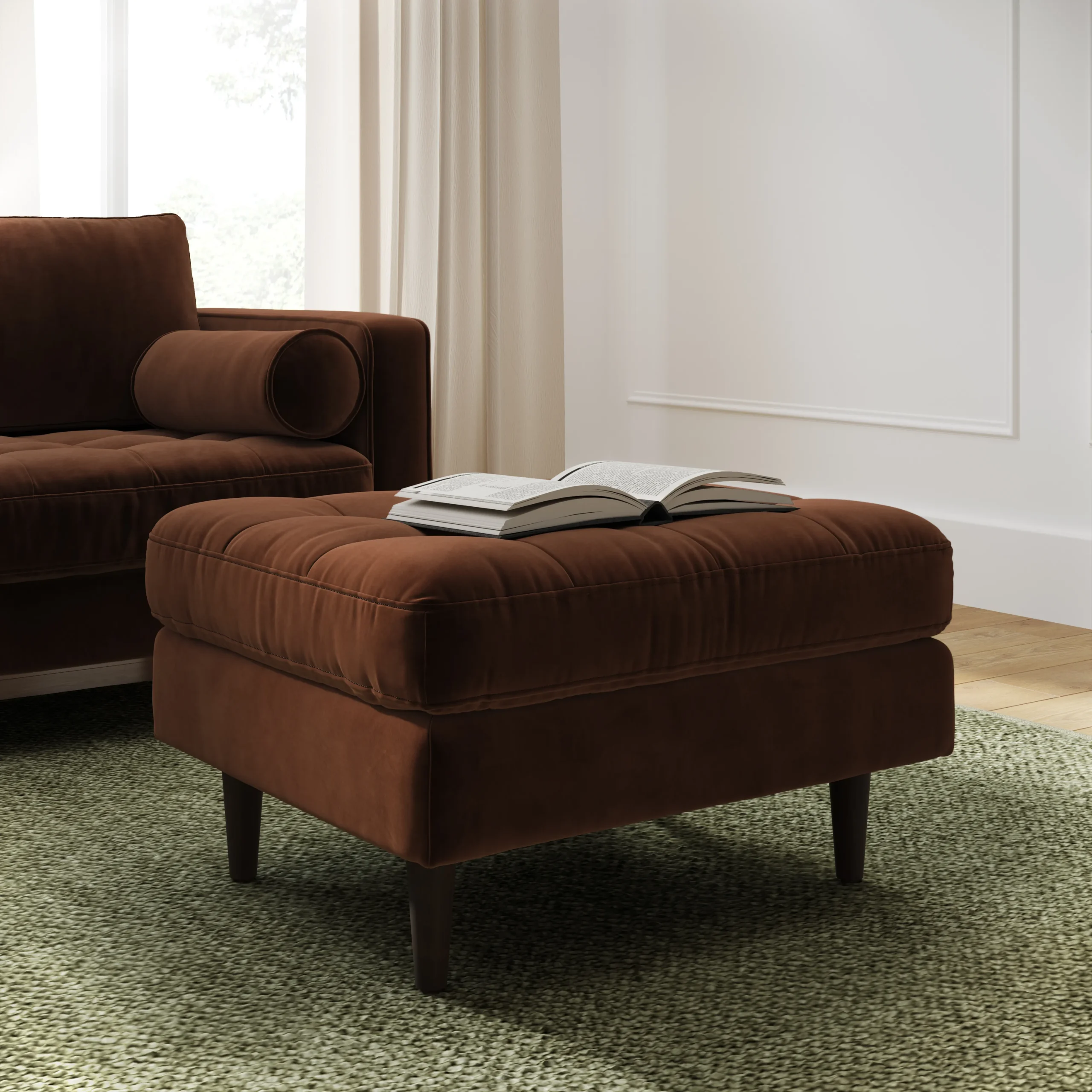Sven 30_ Velvet Ottoman - Plush Pacific Brown
