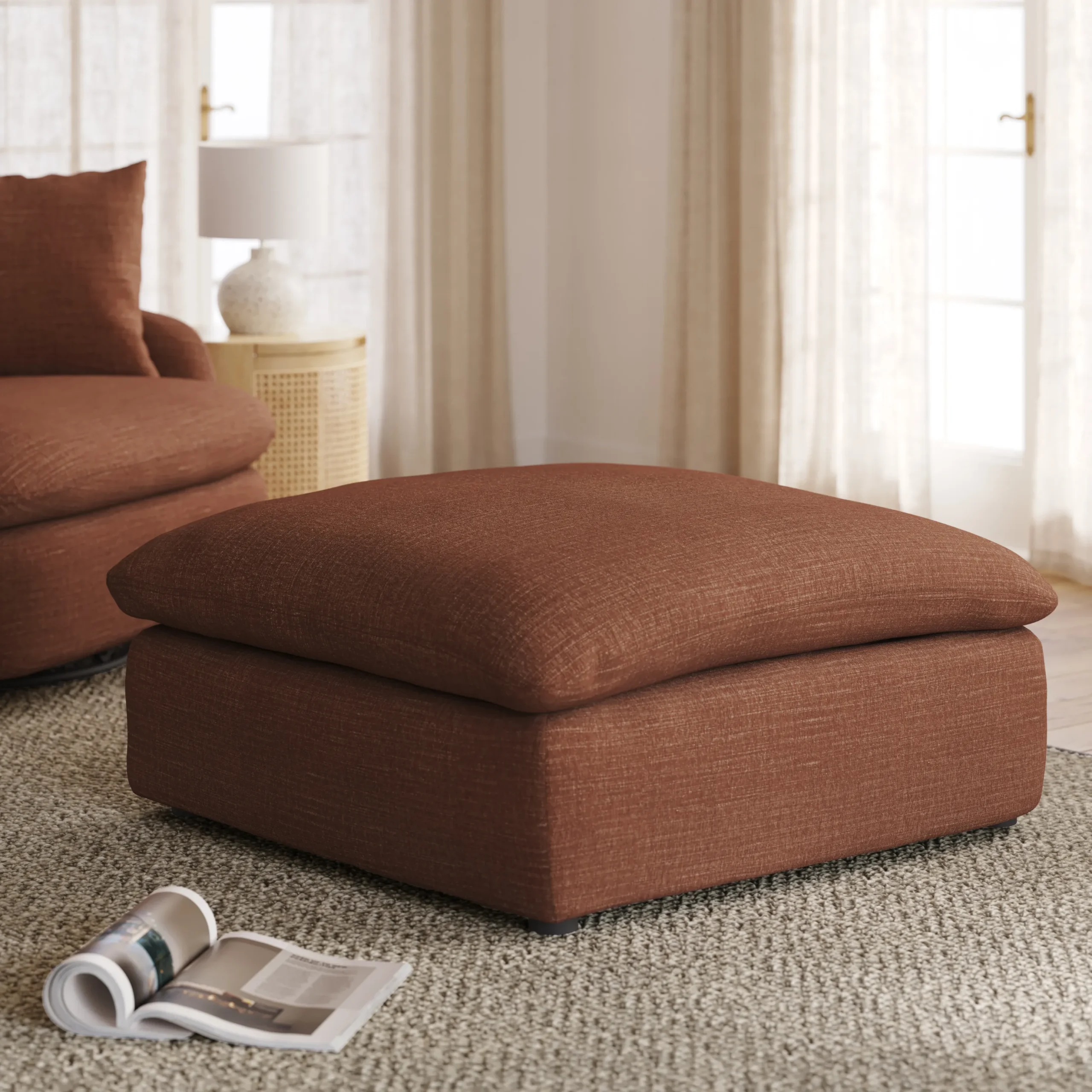 Leigh 41_ Ottoman - Napa Rust