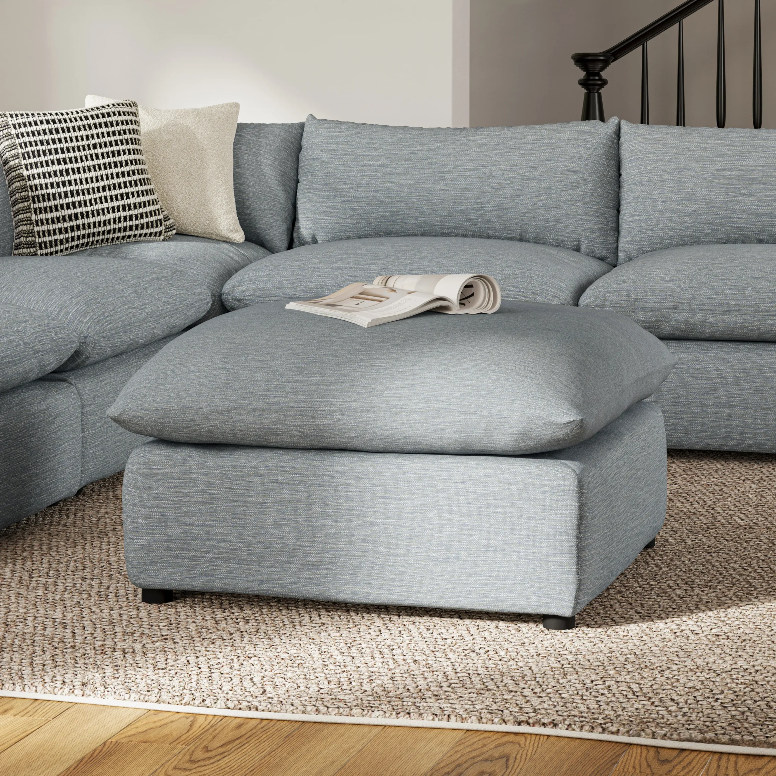 Leigh 41_ Ottoman - Silver Light Blue