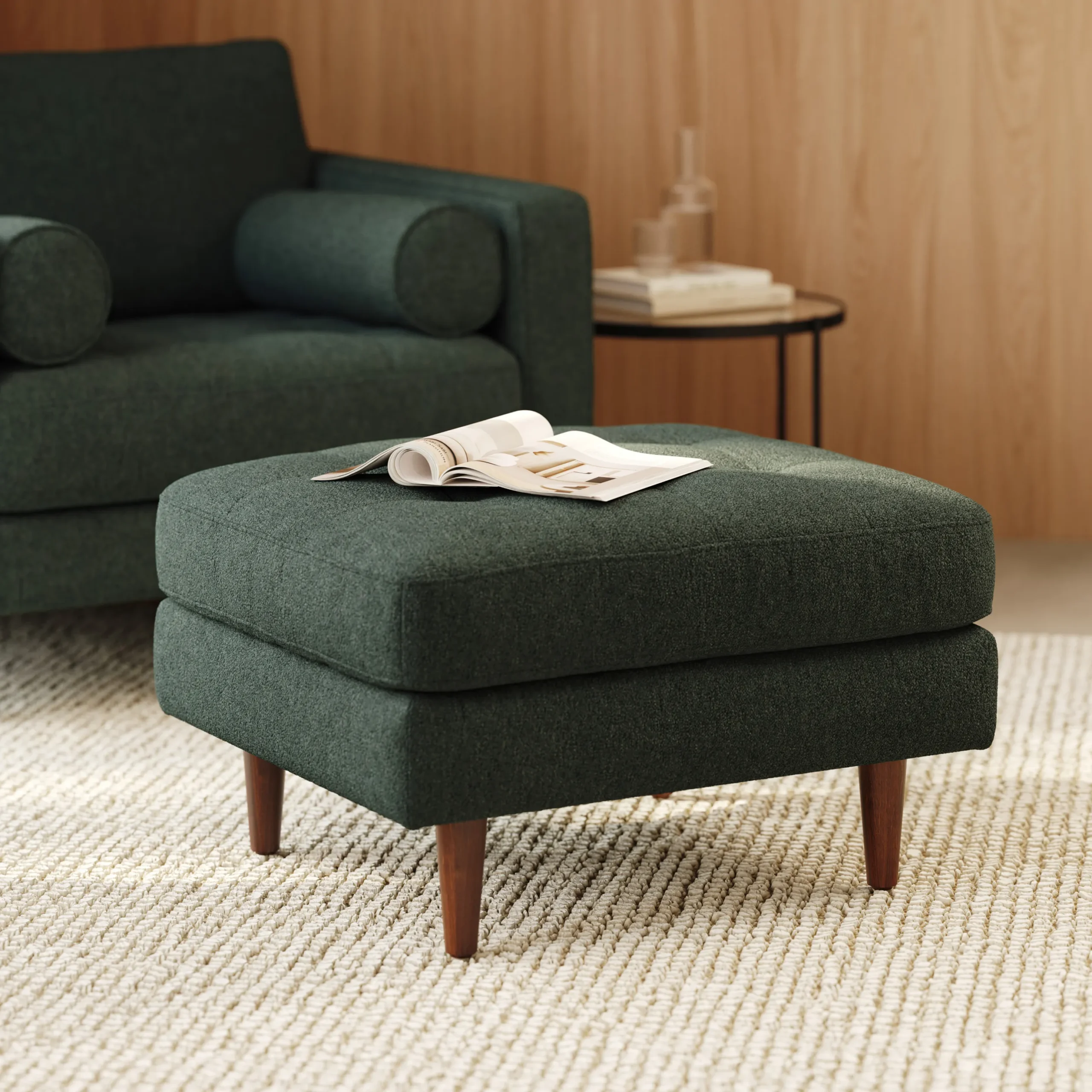 Sven 30_ Ottoman - Green Wool Bouclé