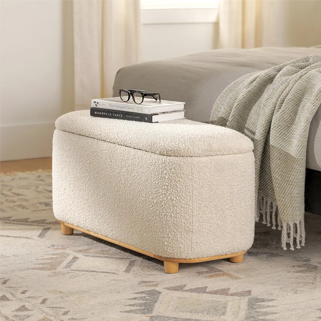 Maribo 32_ Storage Ottoman - Ivory Bouclé - Image 2