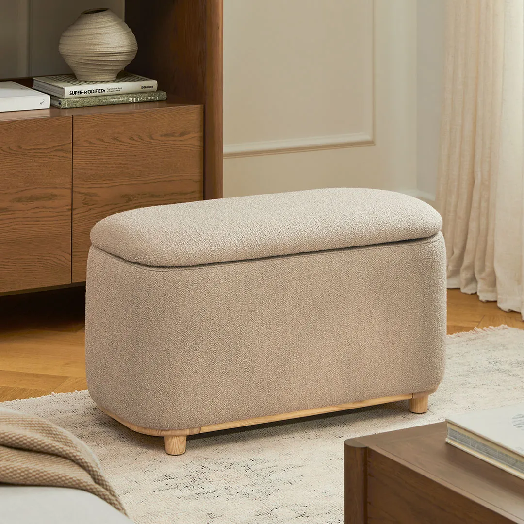 Maribo 32_ Storage Ottoman - Sandstone Wool Bouclé - Image 2
