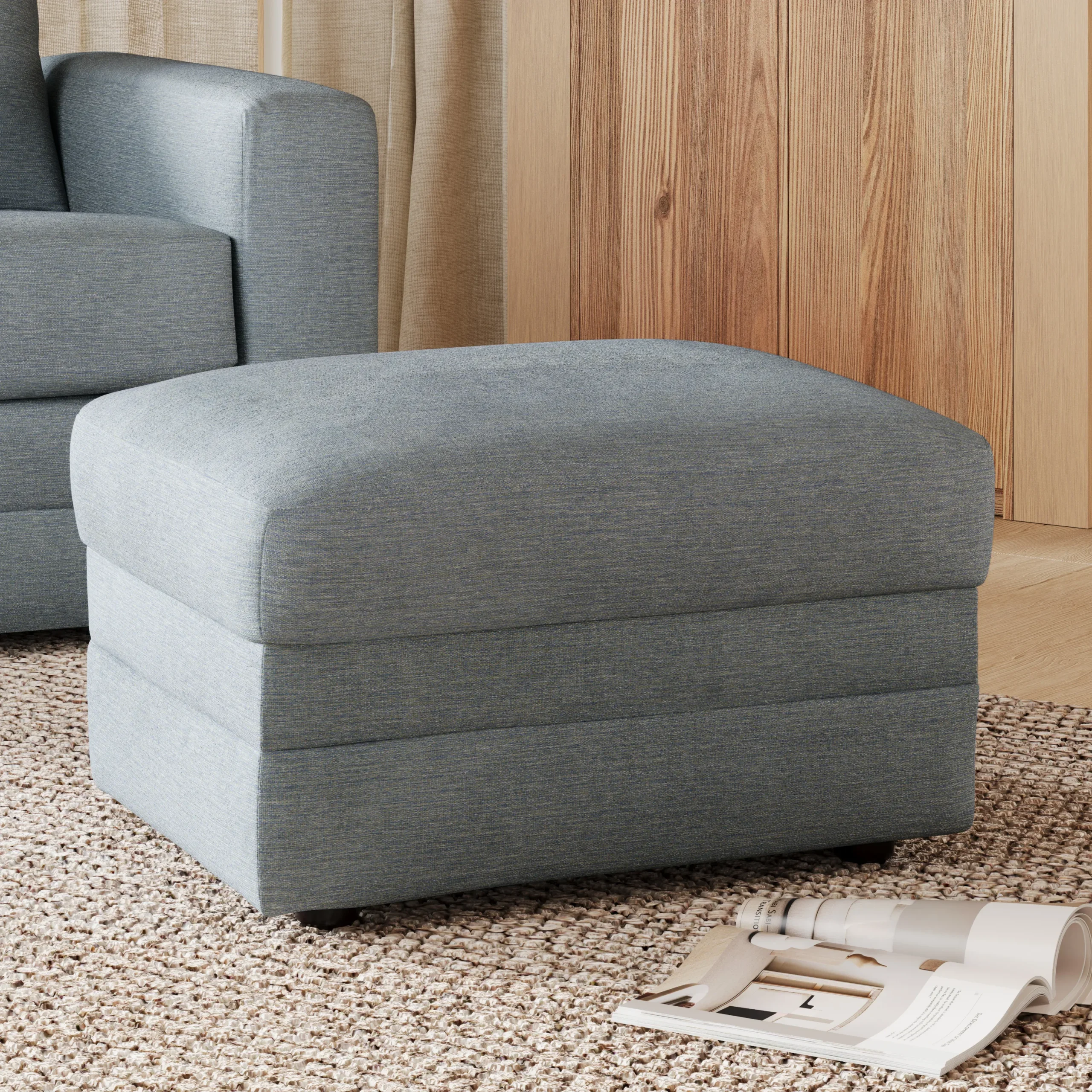 Riley 28_ Ottoman - Silver Light Blue