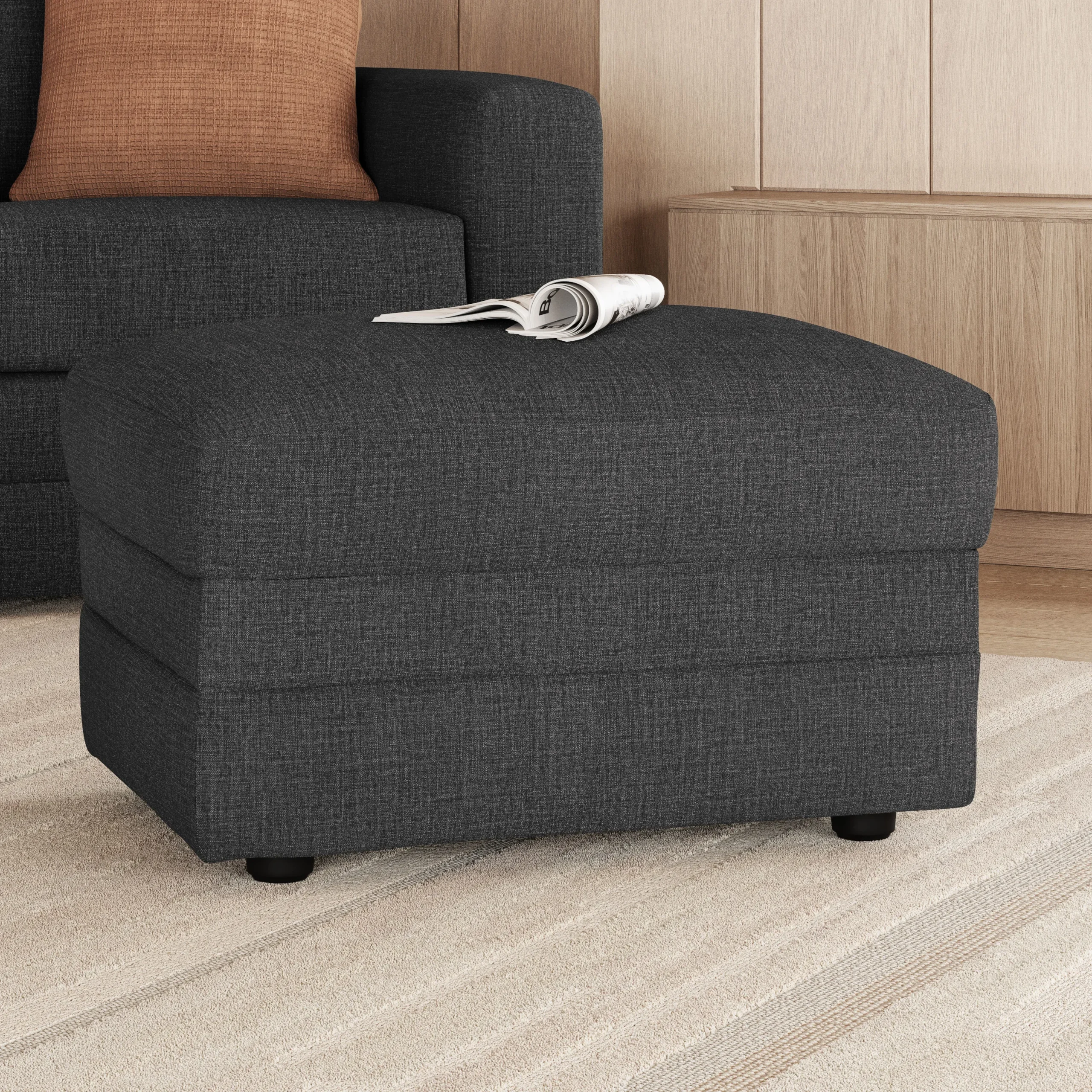 Riley 28_ Ottoman - Napa Charcoal