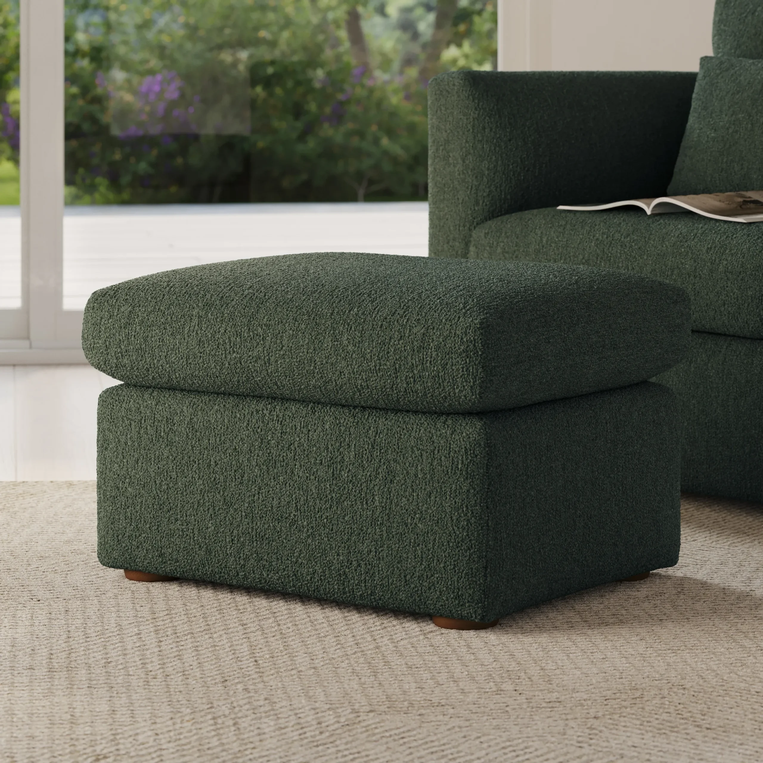 Marina 28.5_ Ottoman - Green Wool Bouclé - Image 2