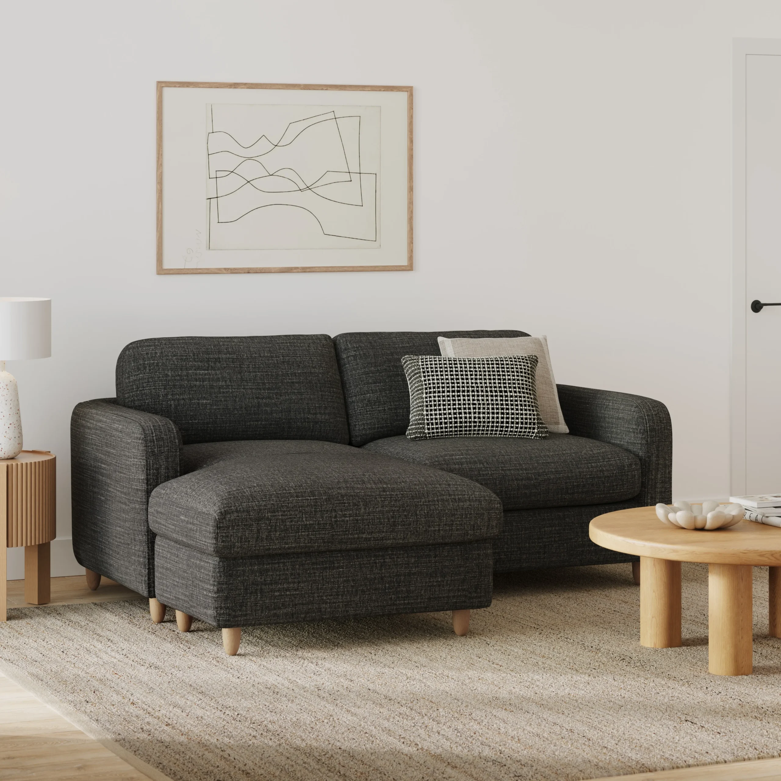 Vati 80_ Left Storage Sectional - Natural Oak and Napa Charcoal