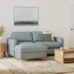 Vati 80_ Left Storage Sectional -  Natural Oak and Silver Light Blue