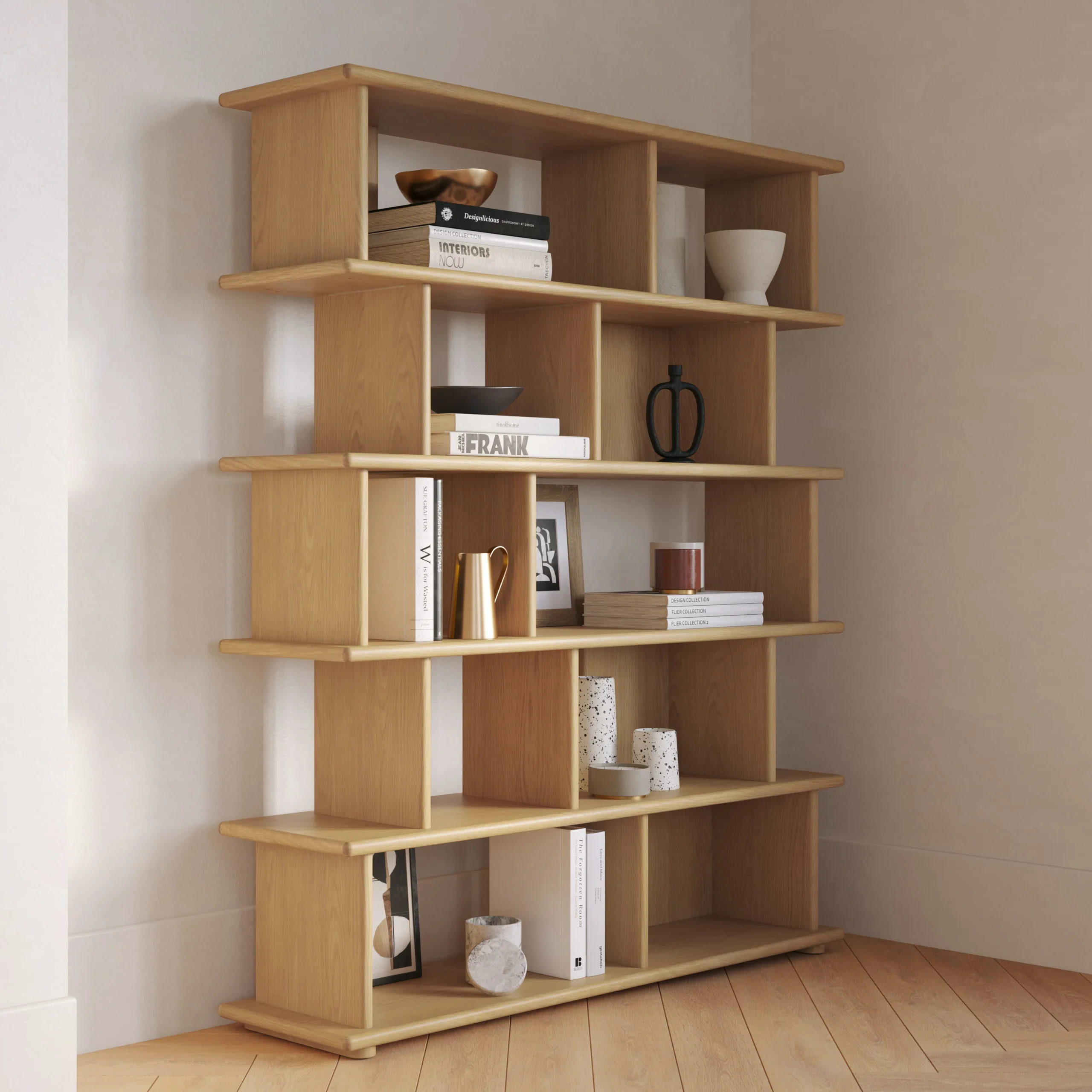 Lafora 53_ Bookcase, Tall - Natural Oak