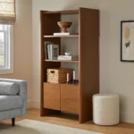 Torme 34_ Bookcase with Storage, Tall - Smoked Oak