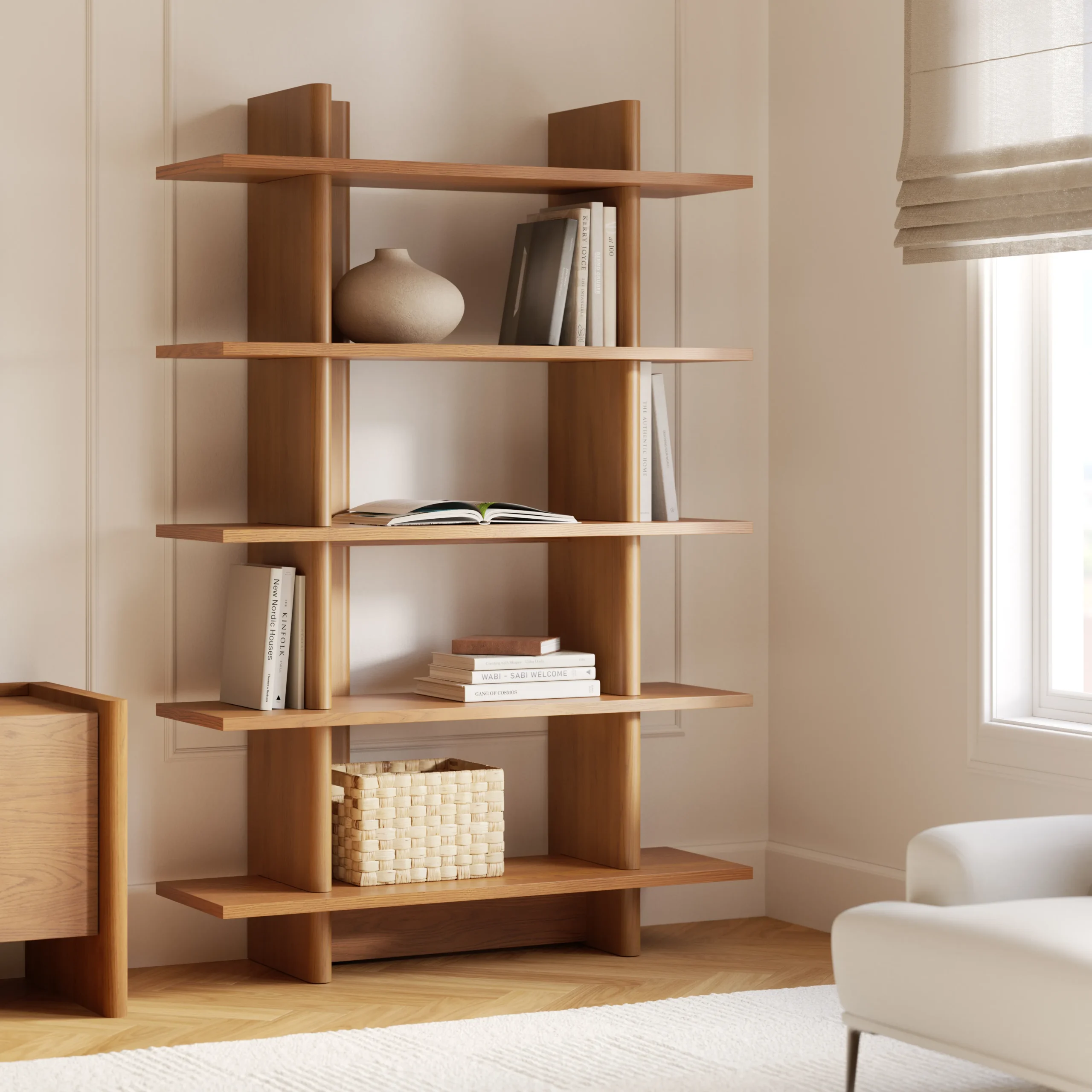 Torme 48_ Bookcase, Tall - Smoked Oak