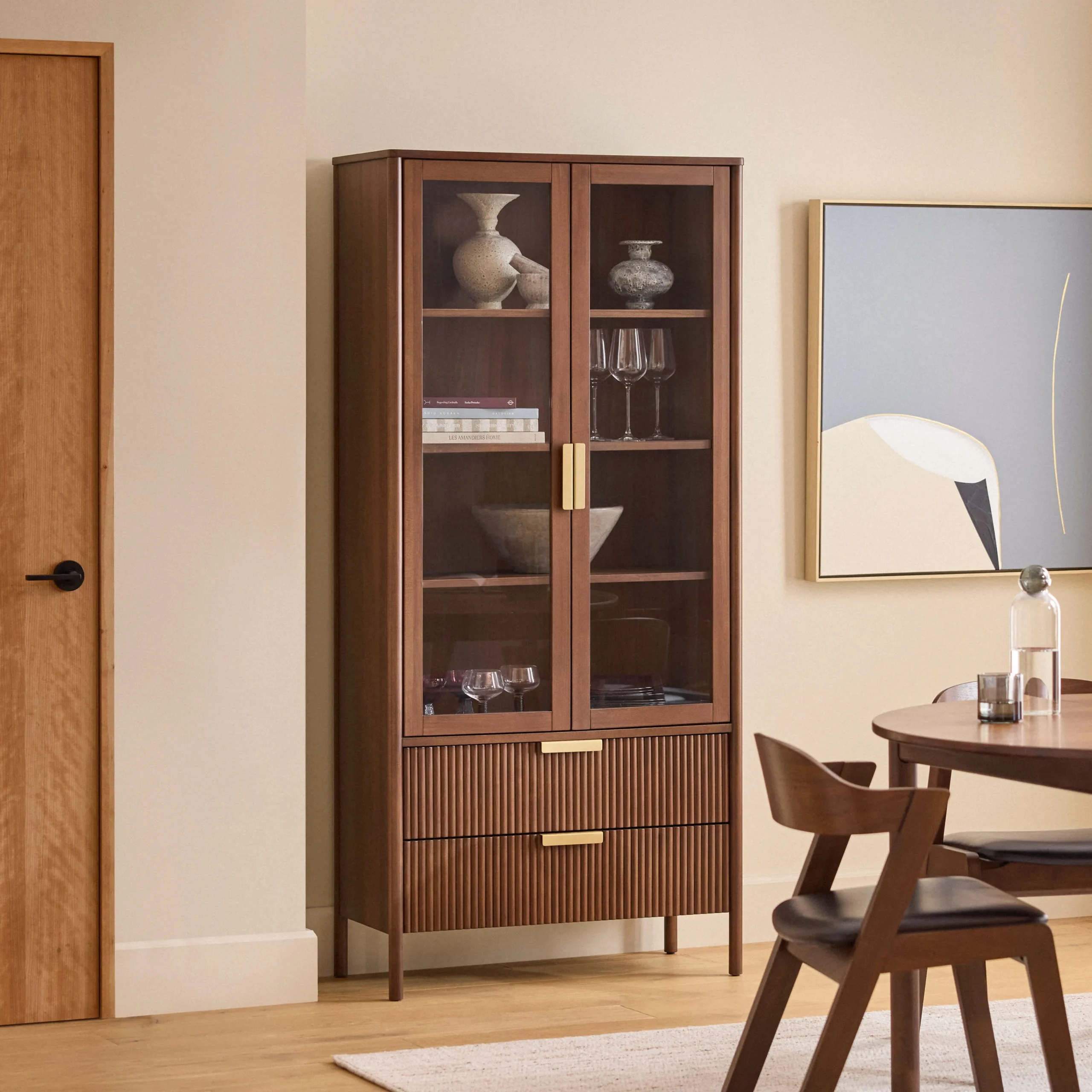 Liv 35.25_ Glass Cabinet - Walnut