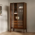 Mysen 35.5_ Glass Cabinet - Walnut