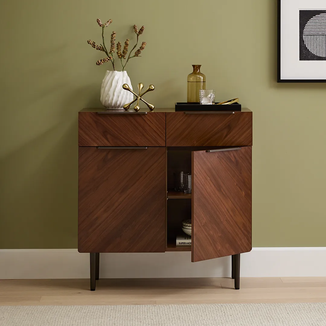 Mysen 35.5_ Glass Cabinet - Walnut - Image 2