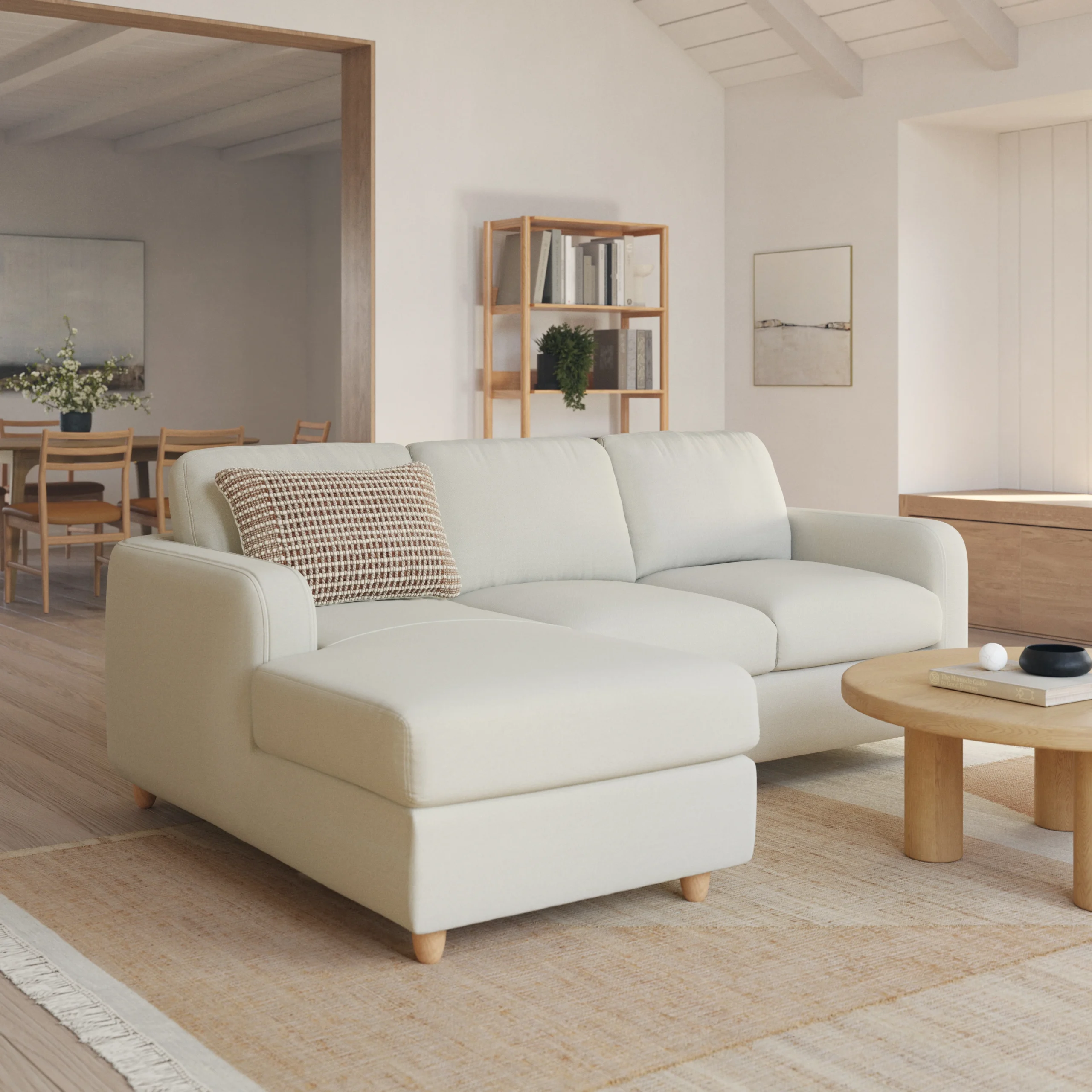 Vati 90.5_ Left Storage Sectional - Natural Oak and Buckler Ivory