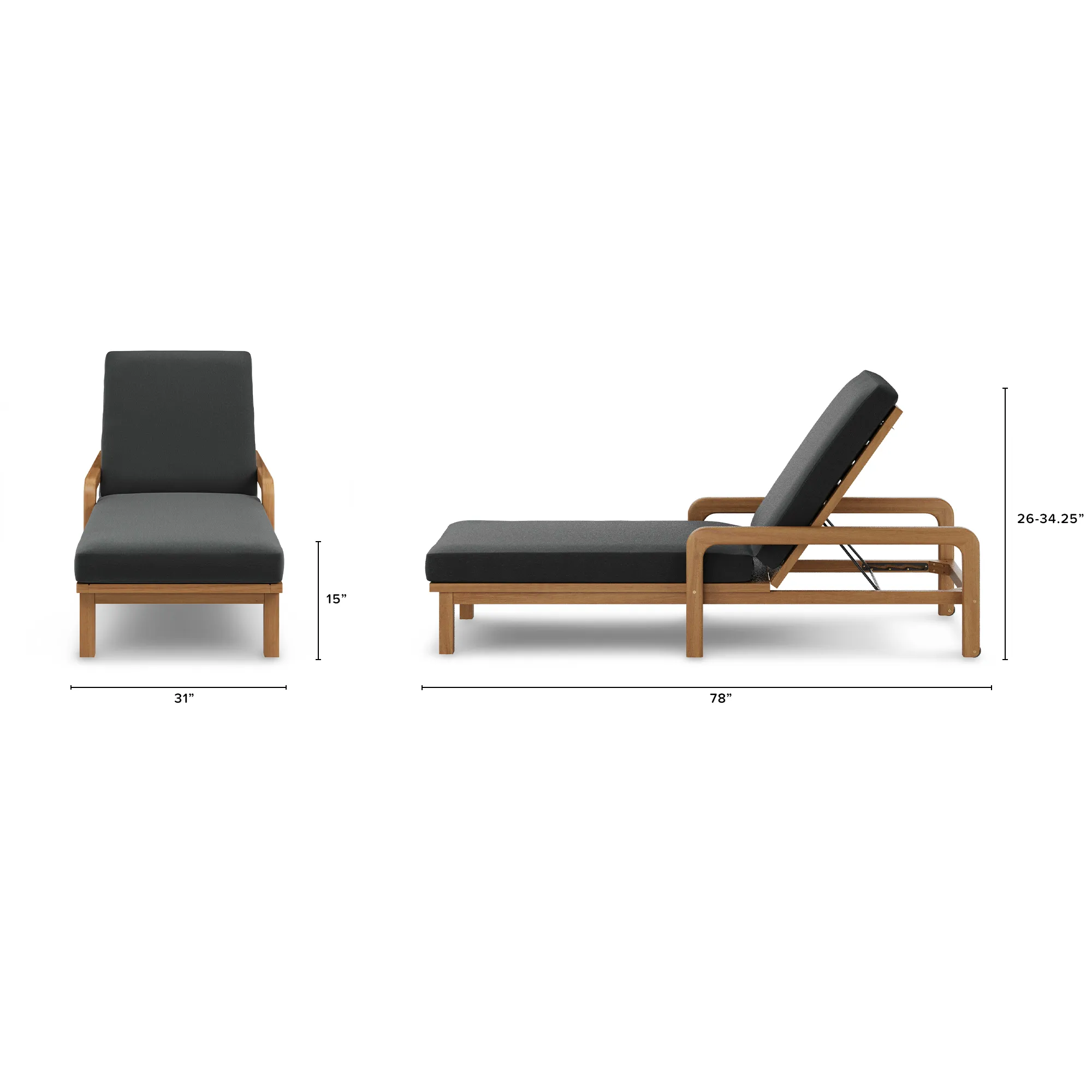 Laholm 78_ Outdoor Chaise Lounge - Dravite Black - Image 2