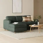 Vati 90.5_ Left Storage Sectional - Natural Oak and Green Wool Bouclé