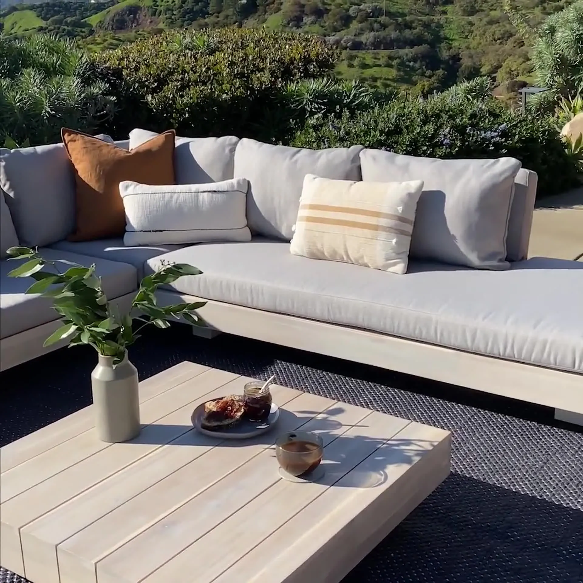 Lubek 100.5_ Outdoor Low Corner Sectional Set - Beach Sand - Image 9