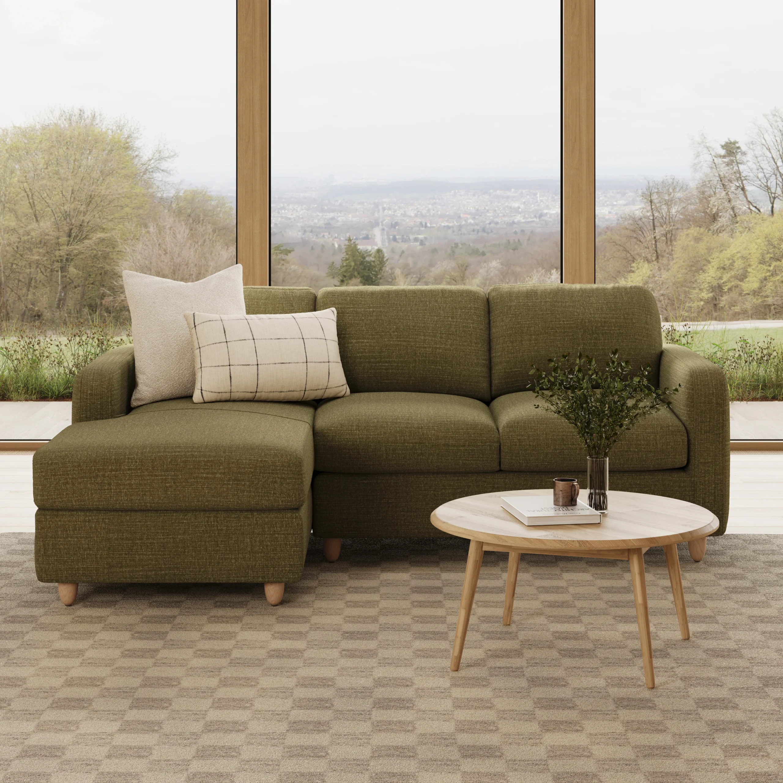 Vati 90.5_ Left Storage Sectional - Natural Oak and Napa Moss