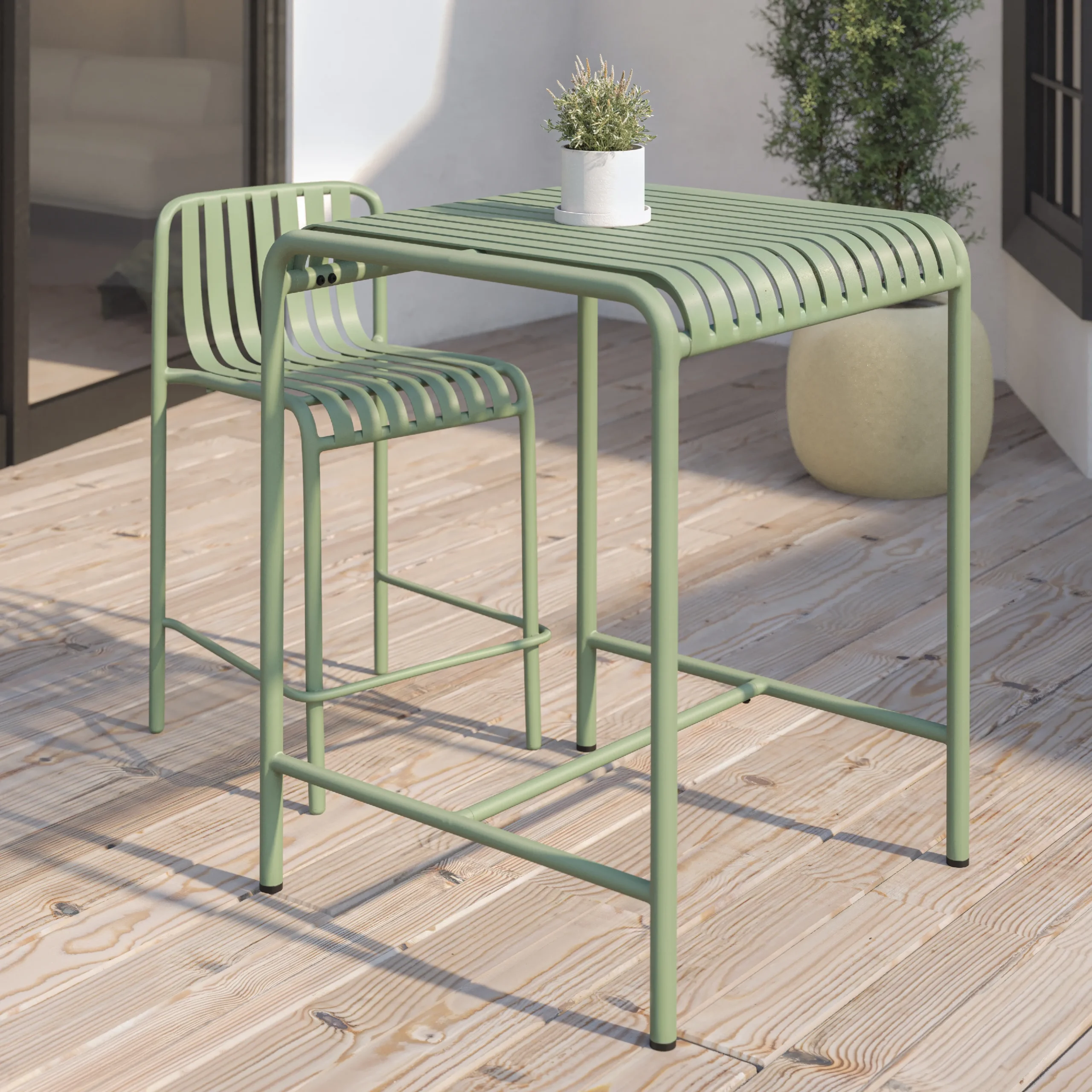 Sarek 29.5_ Outdoor Bar Table - Khaki Green