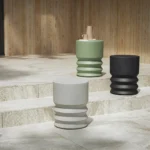 Pindo Outdoor Concrete Side Table - Khaki Green