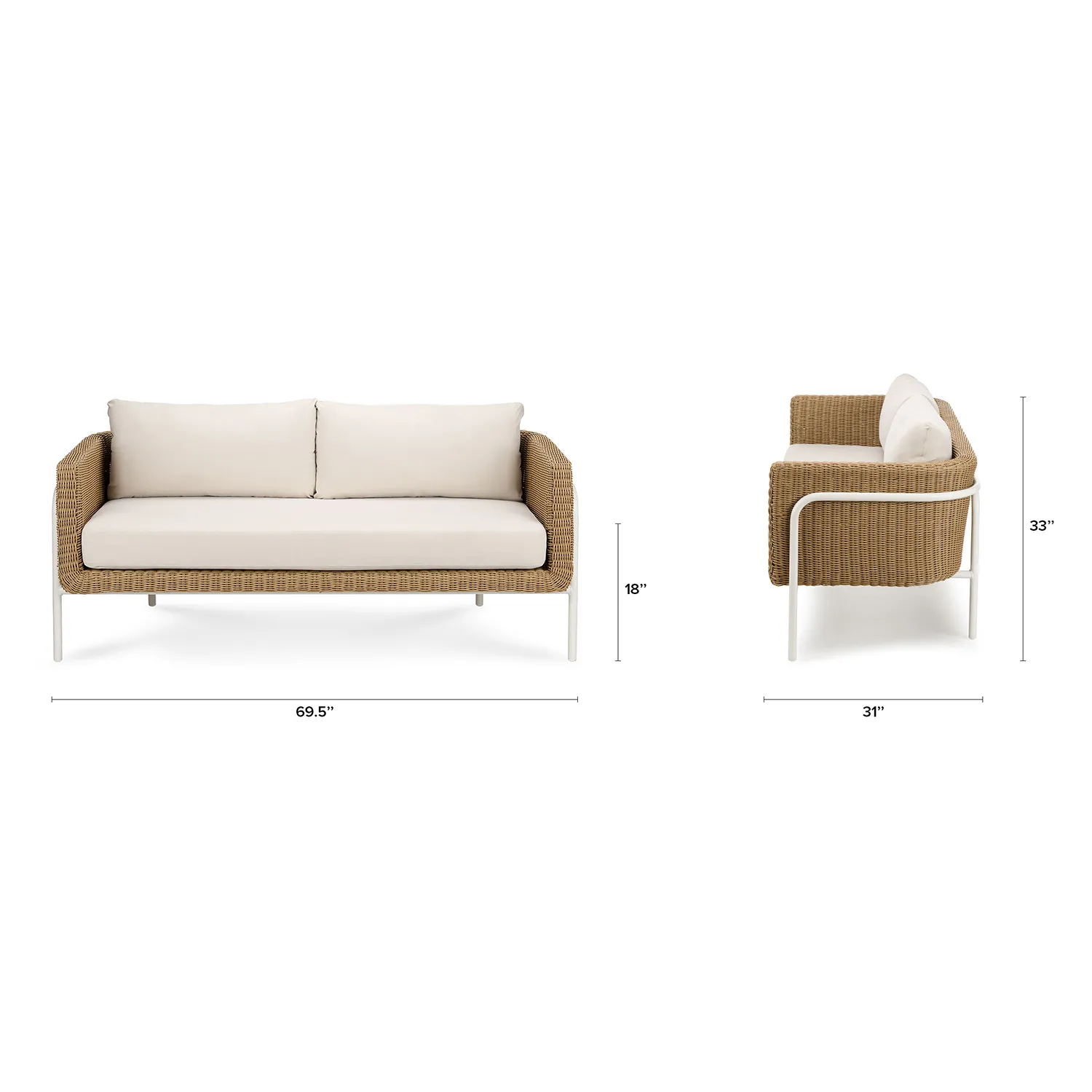 Aby 69.5_ Outdoor Loveseat Set - Dravite Ivory - Image 2
