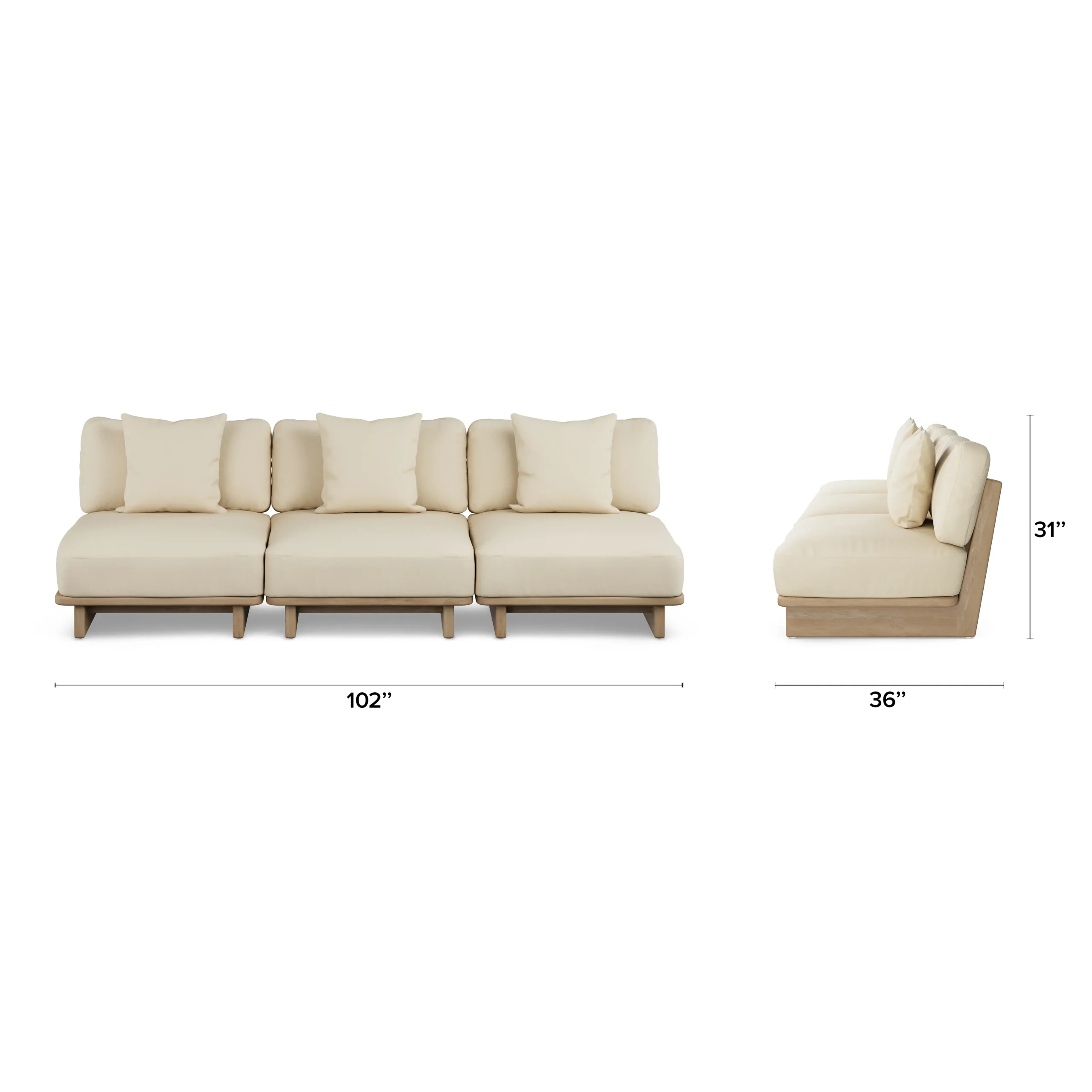 Daphne 102_ Outdoor Armless Modular Sofa - Dravite Ivory - Image 2