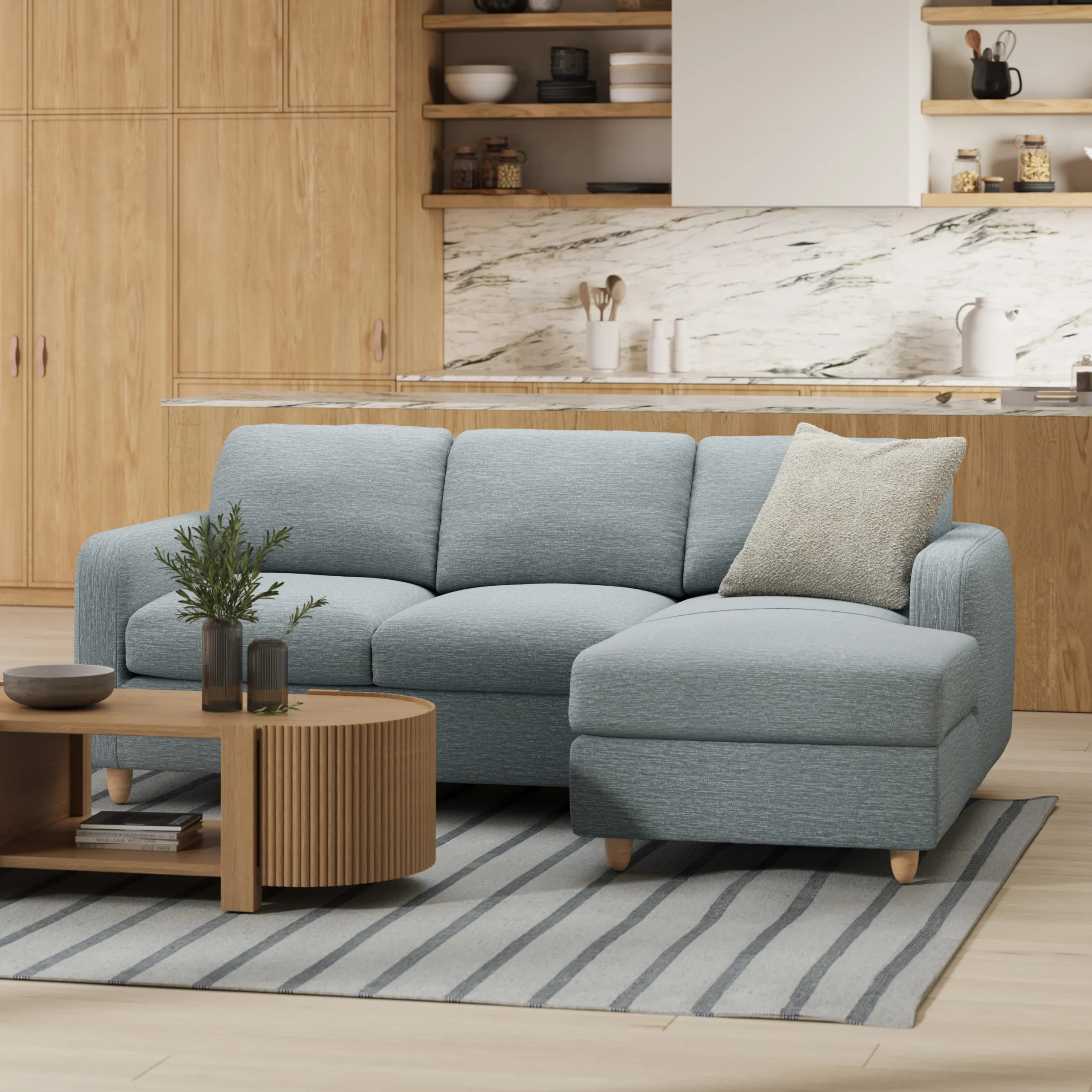Vati 90.5_ Right Storage Sectional - Silver Light Blue