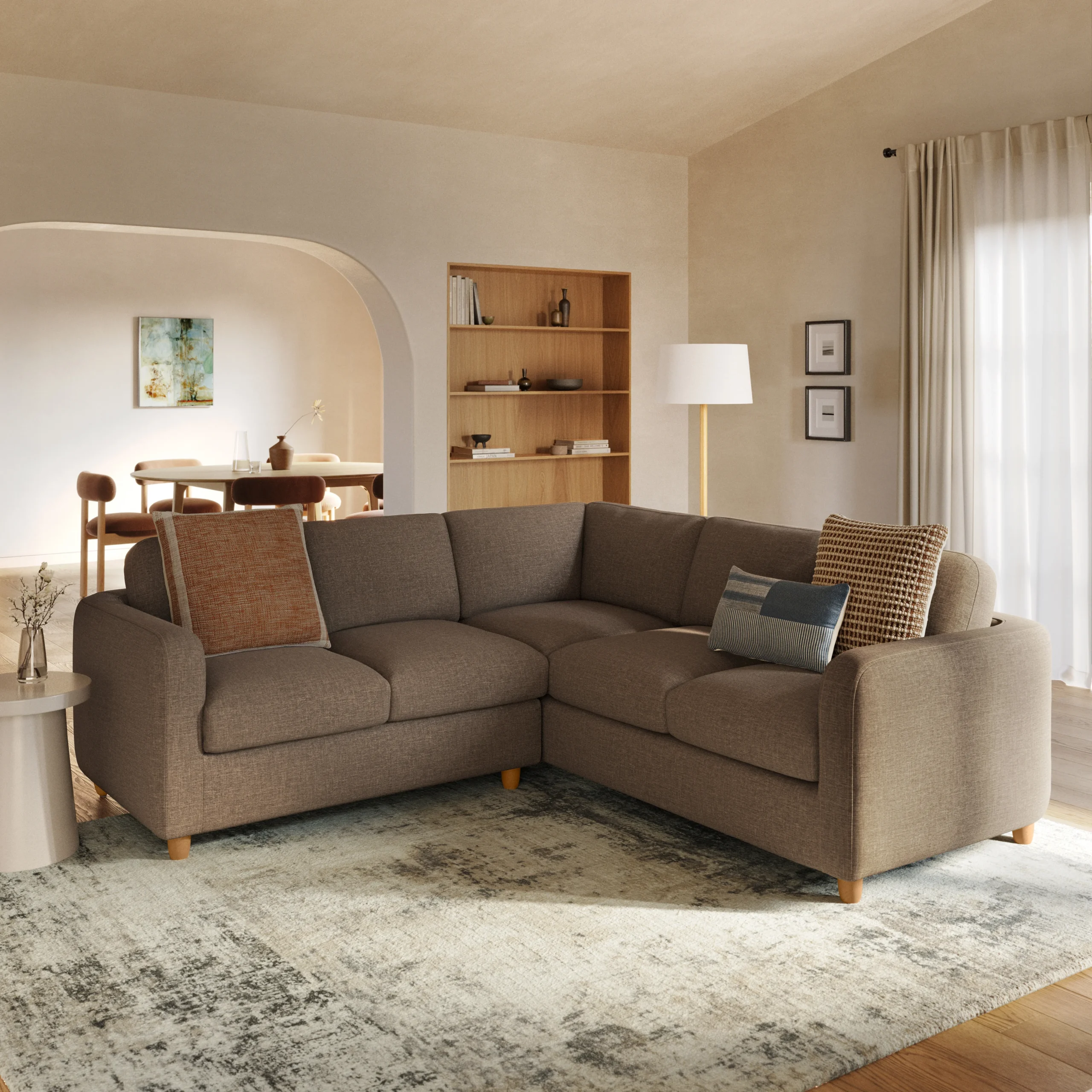 Vati 92_ Corner Sectional - Honey Oak and Buckler Brown