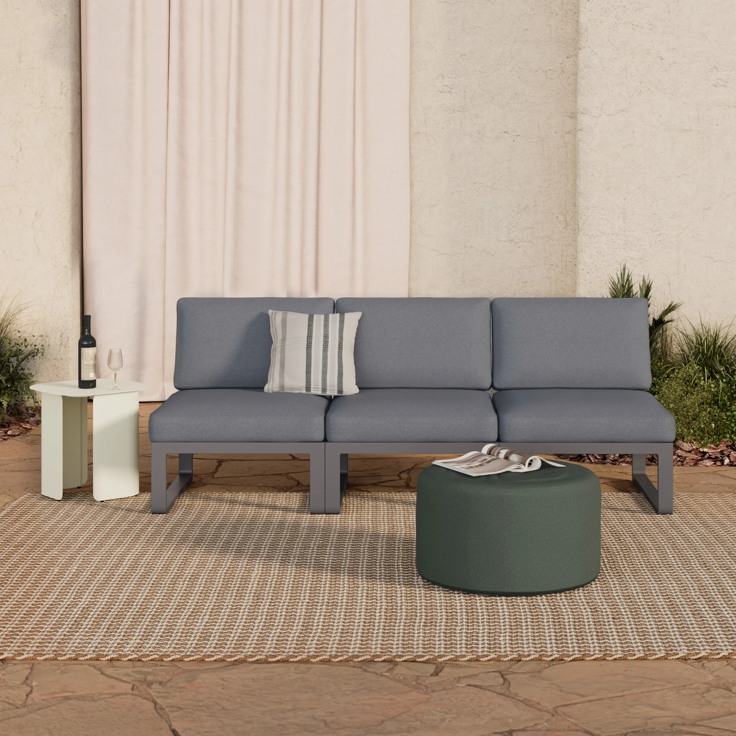 Kezia 28_ Outdoor Armless Chair Module - Whale Gray - Image 9