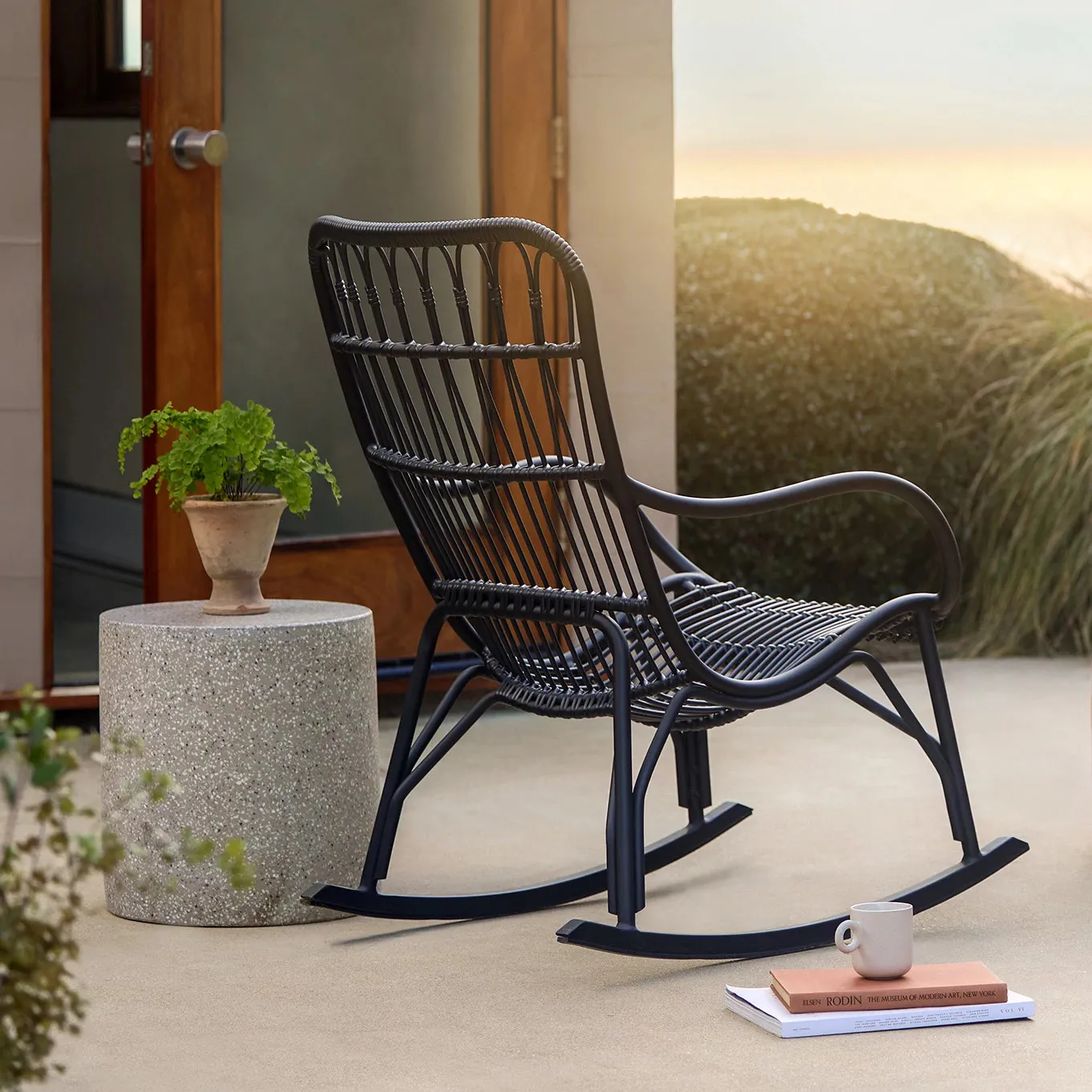 Medan 24.5_ Outdoor Rocking Lounge Chair - Graphite - Image 12
