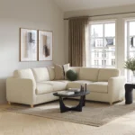 Vati 92_ Corner Sectional -  Natural Oak and Ivory Wool Bouclé