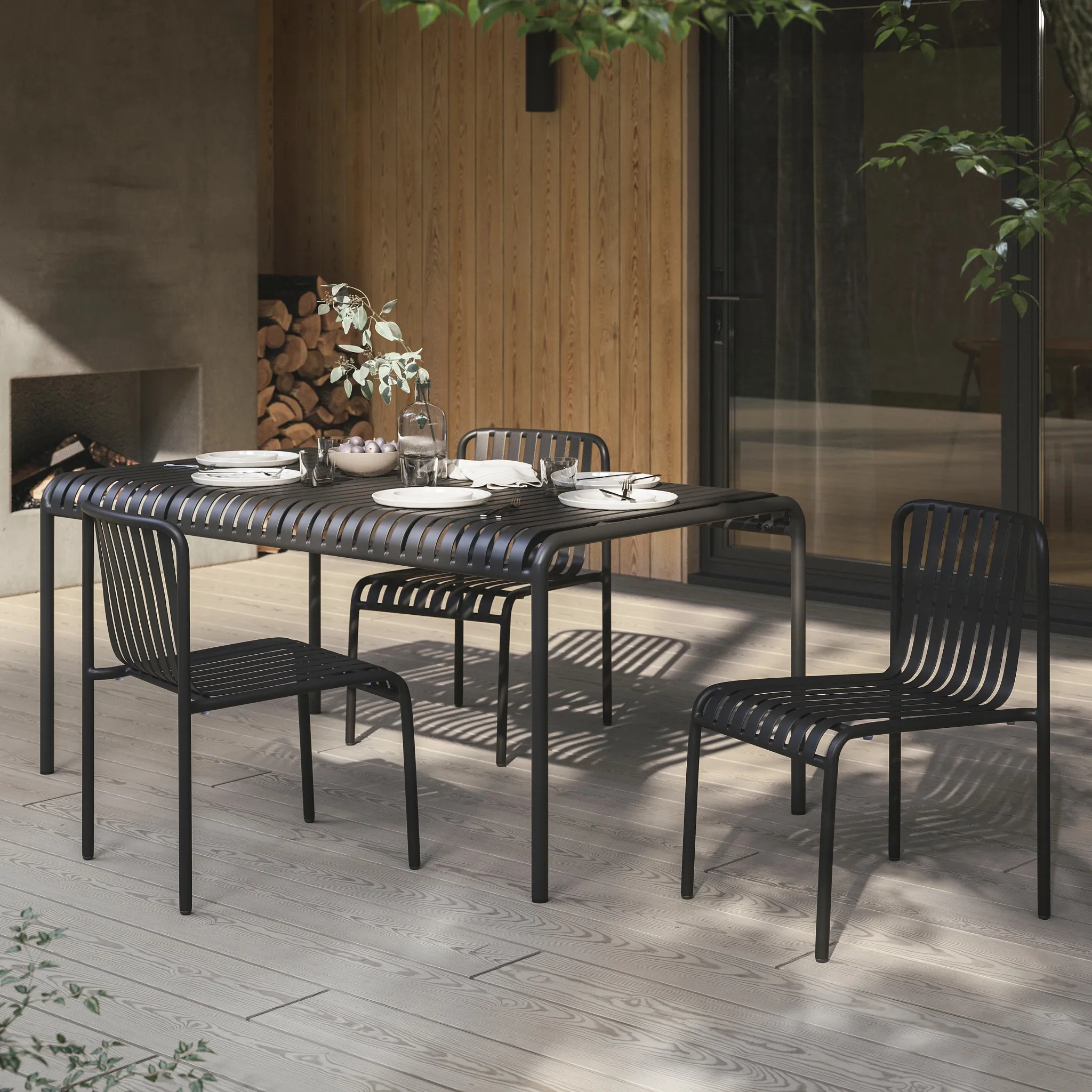Sarek Outdoor Stackable Dining Chair - Black - Image 7