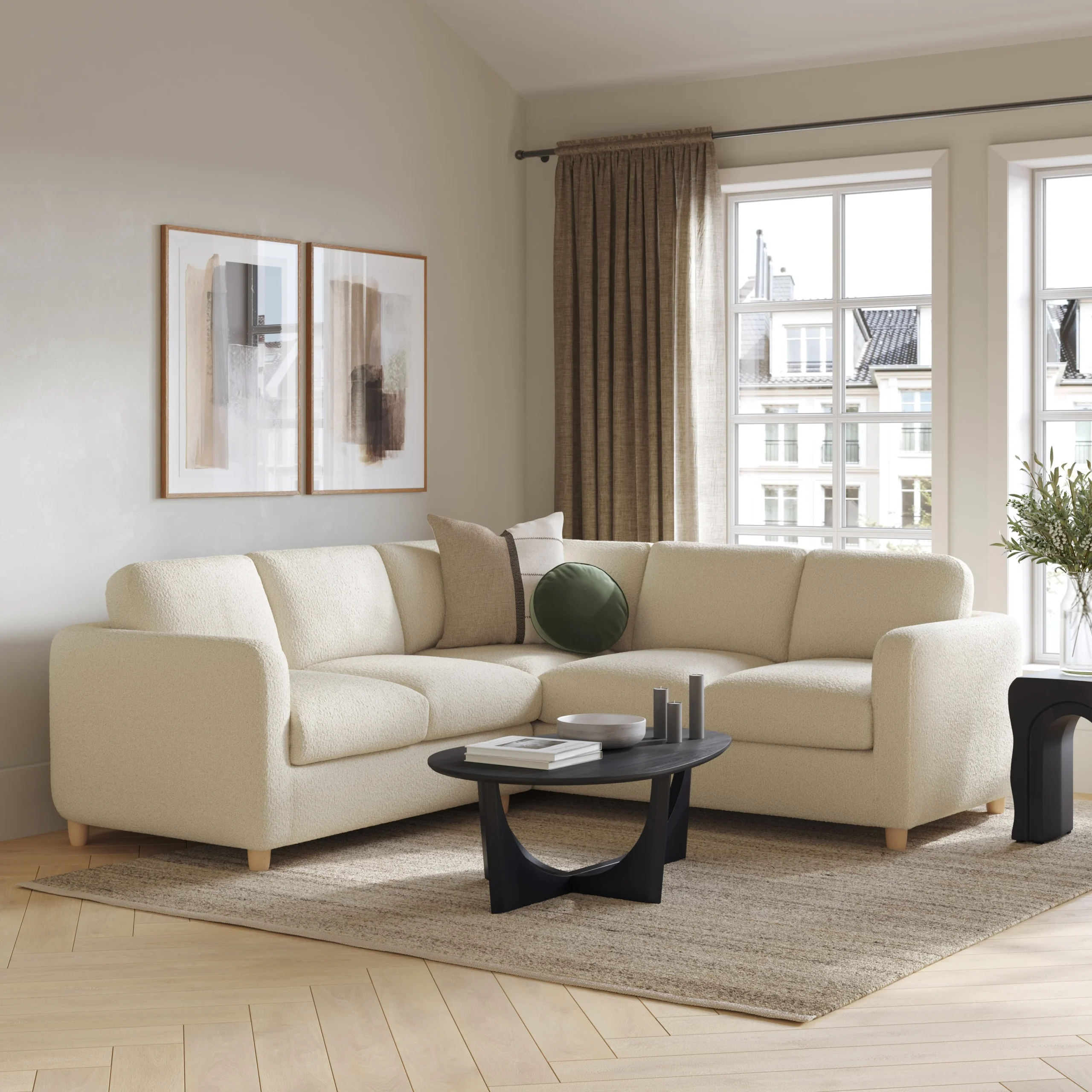 Vati 92_ Corner Sectional - Natural Oak and Ivory Wool Bouclé - Image 10
