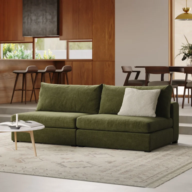 Beta 79_ Armless Modular Sofa - Cypress Green