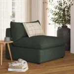 Leigh 39.5_ Armless Chair Module - Green Wool Bouclé