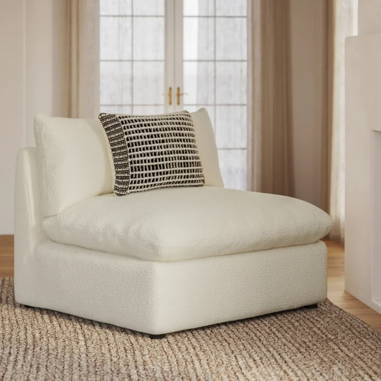 Leigh 39.5_ Armless Chair Module - Ivory Wool Bouclé