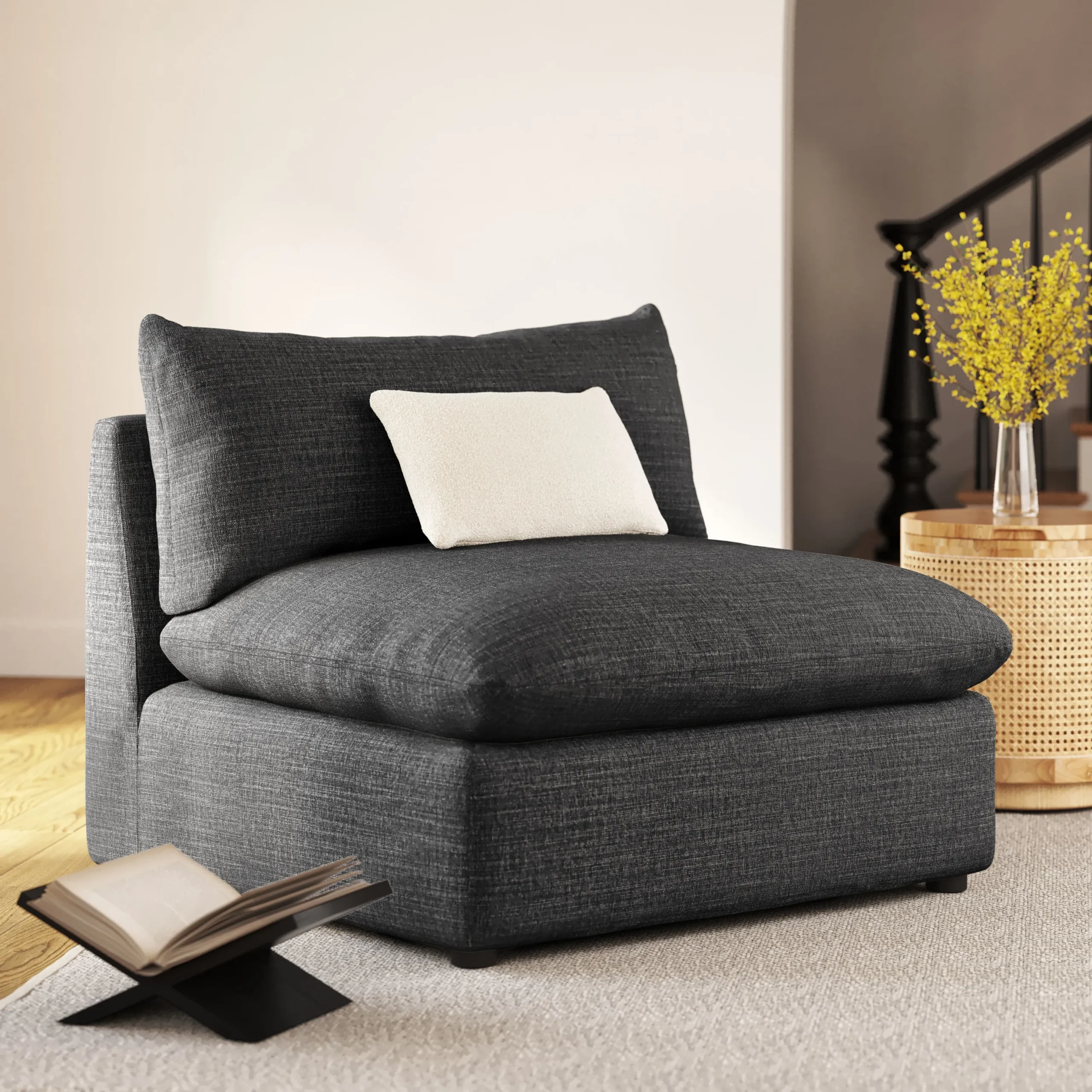 Leigh 39.5_ Armless Chair Module - Napa Charcoal