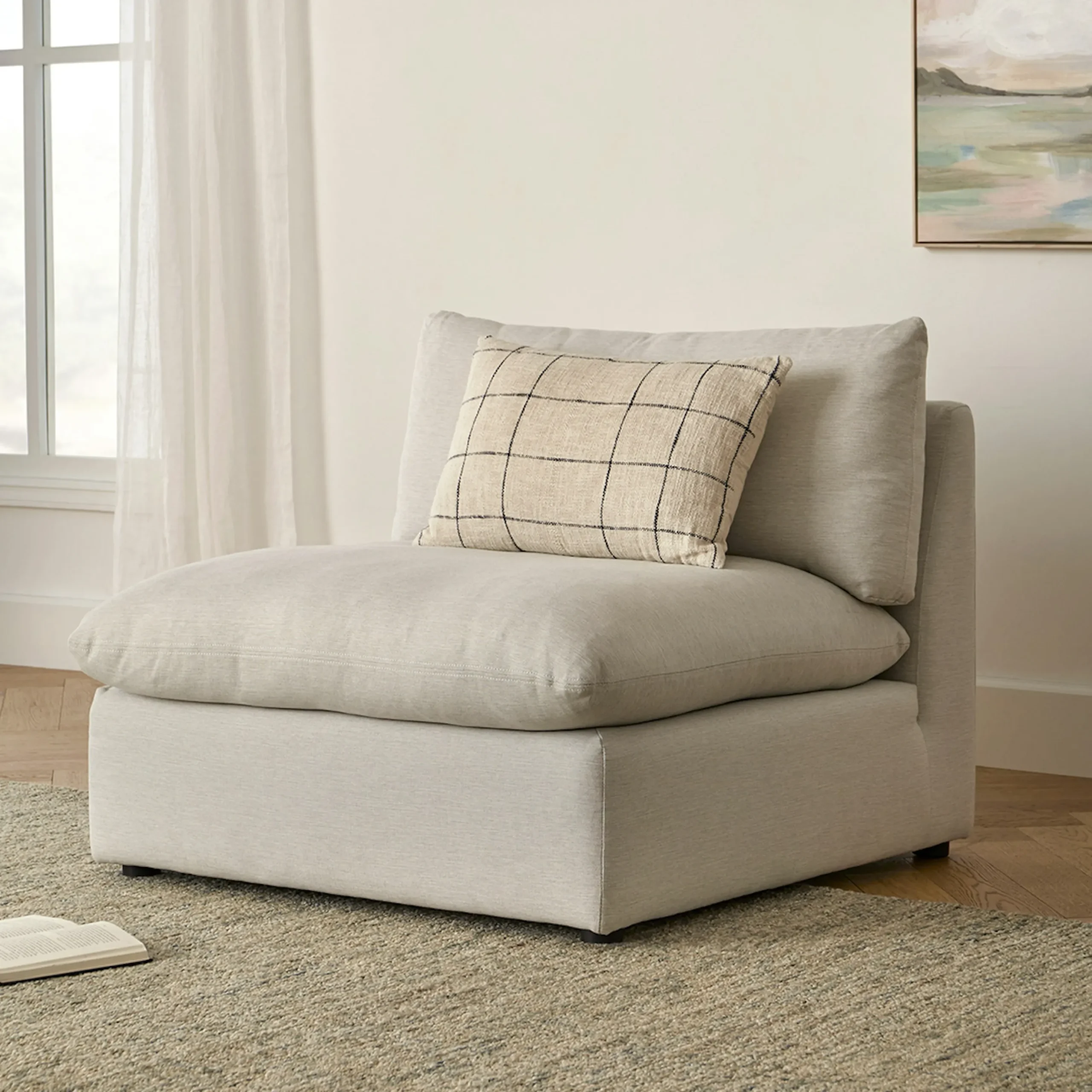 Leigh 39.5_ Armless Chair Module - Silver Ivory