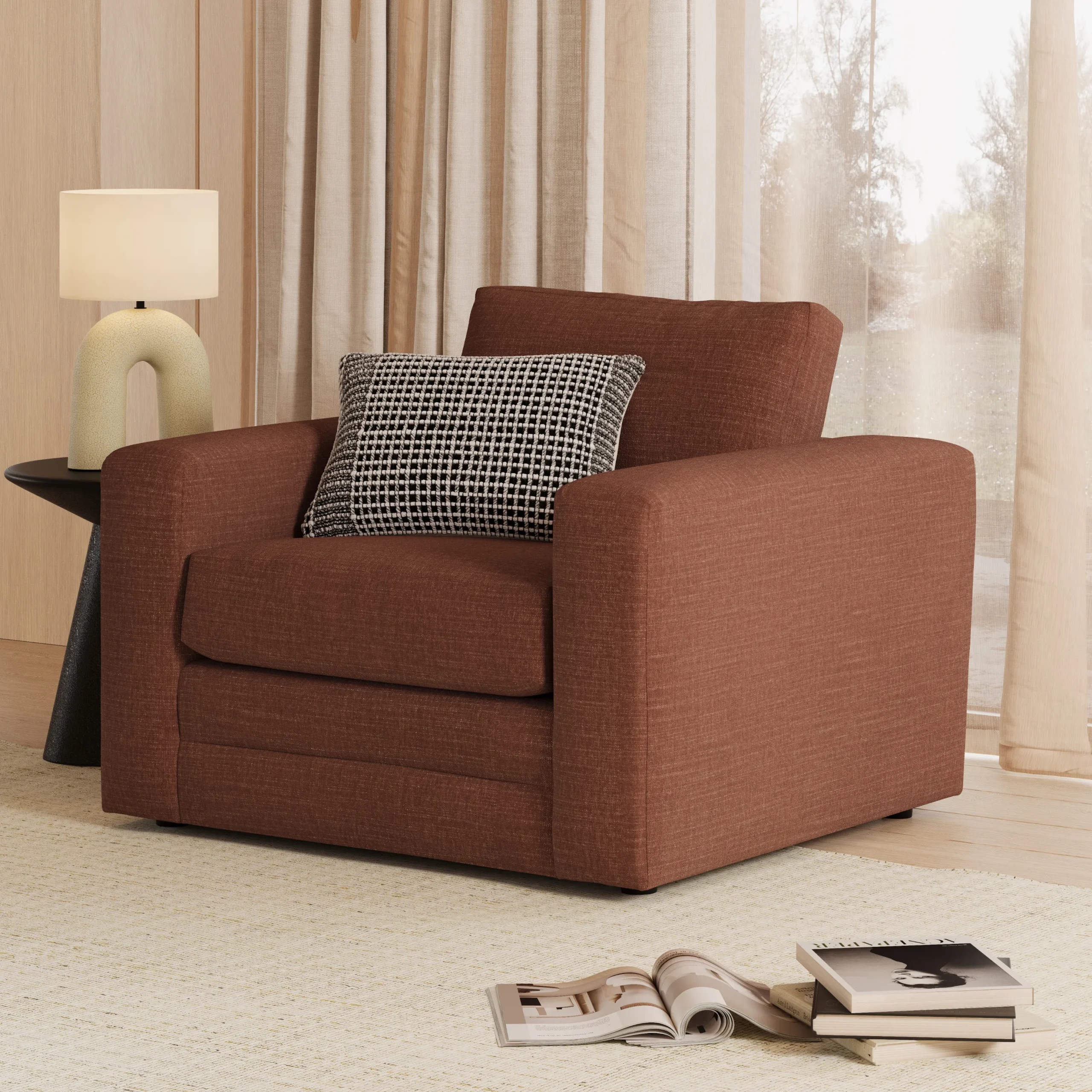 Riley 42_ Lounge Chair - Napa Rust