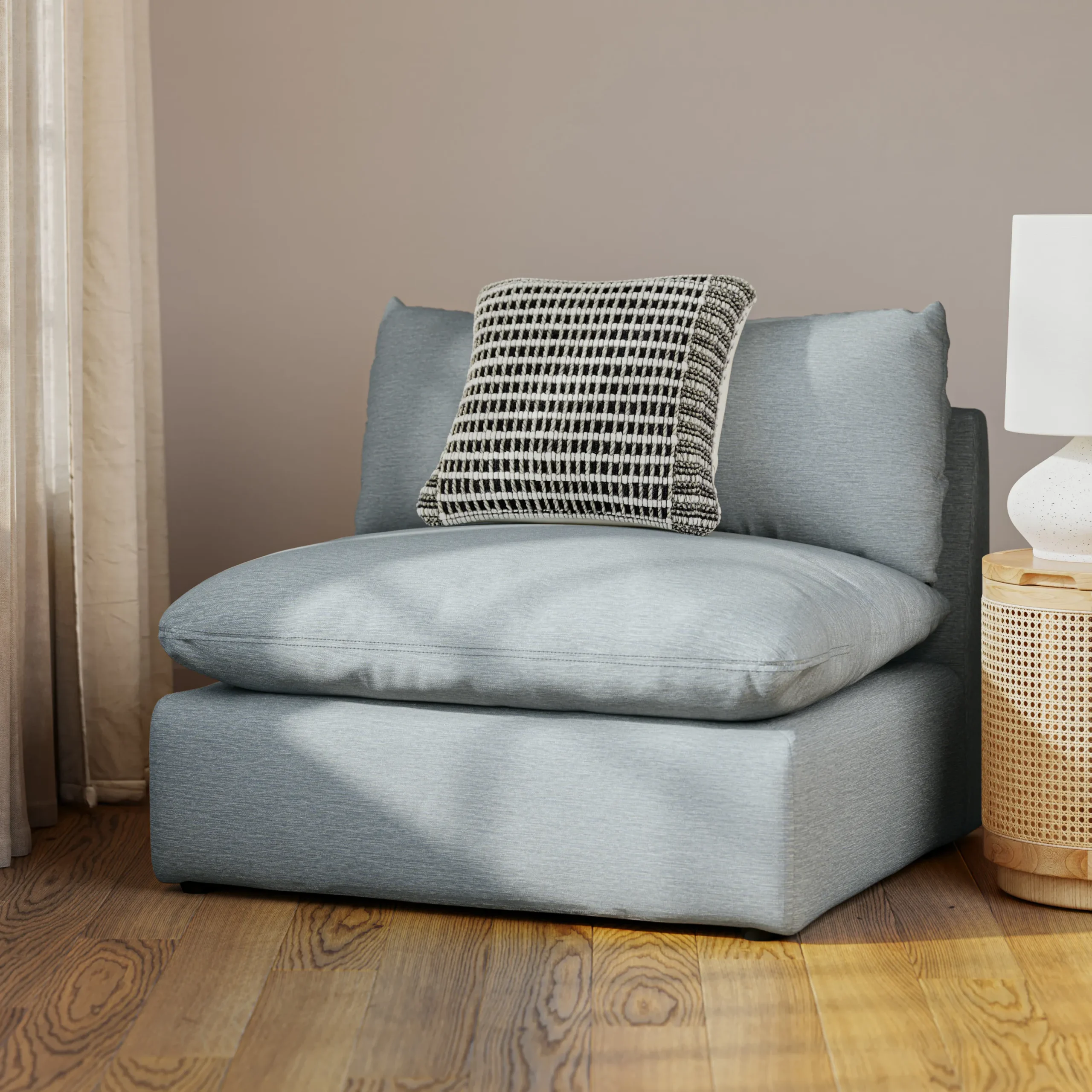 Leigh 39.5_ Armless Chair Module - Silver Light Blue