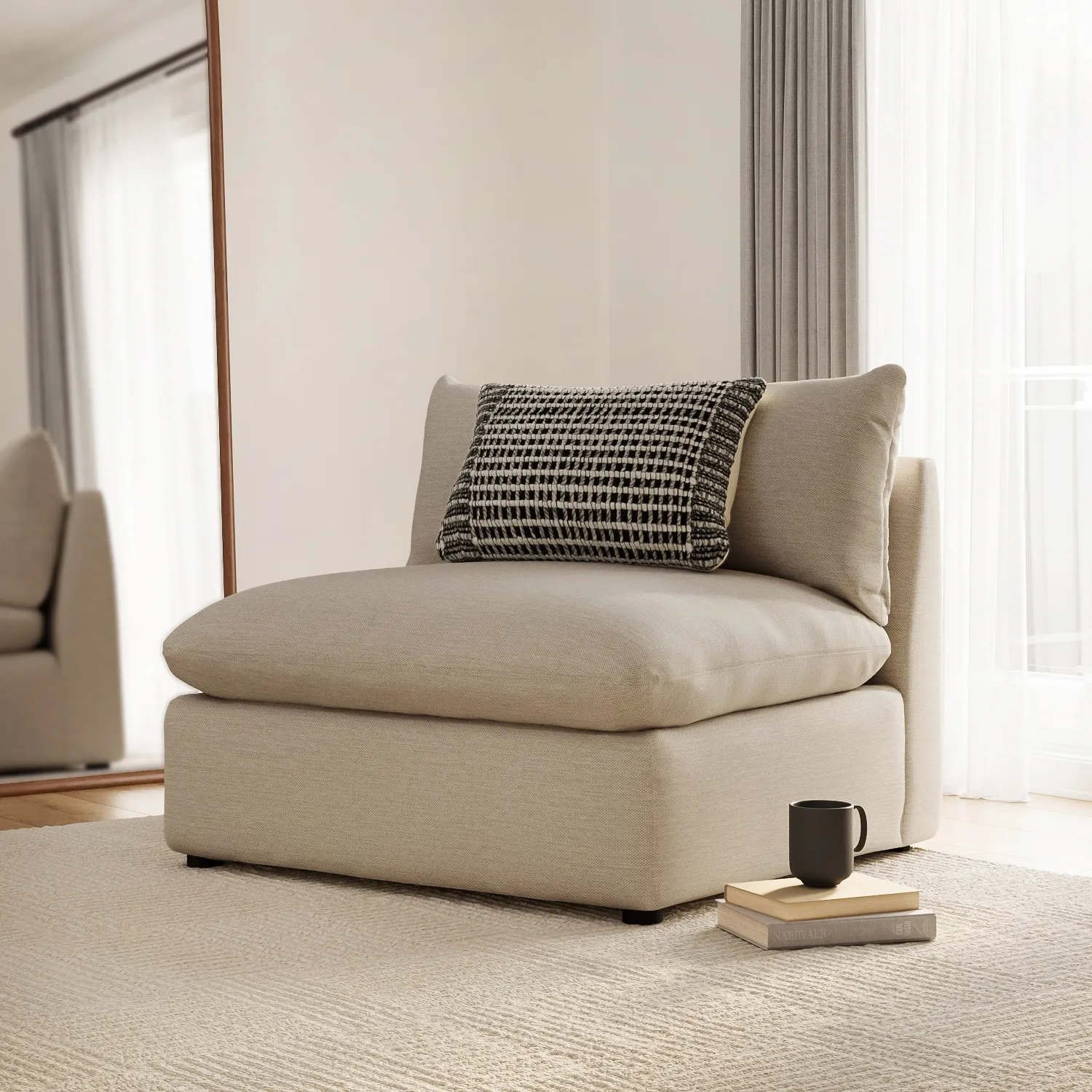 Leigh 39.5_ Armless Chair Module - Silver Taupe
