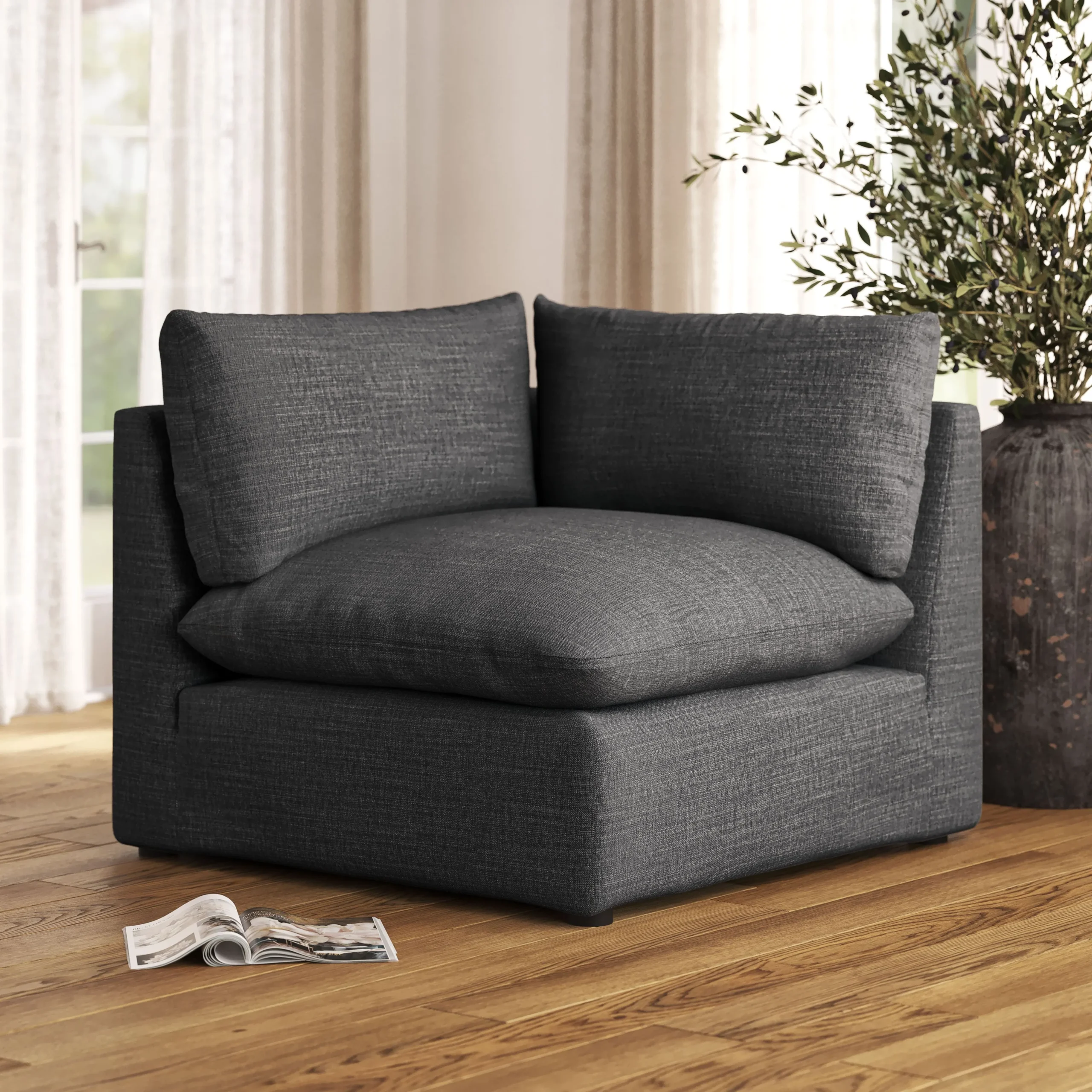 Leigh 41_ Corner Chair Module - Napa Charcoal