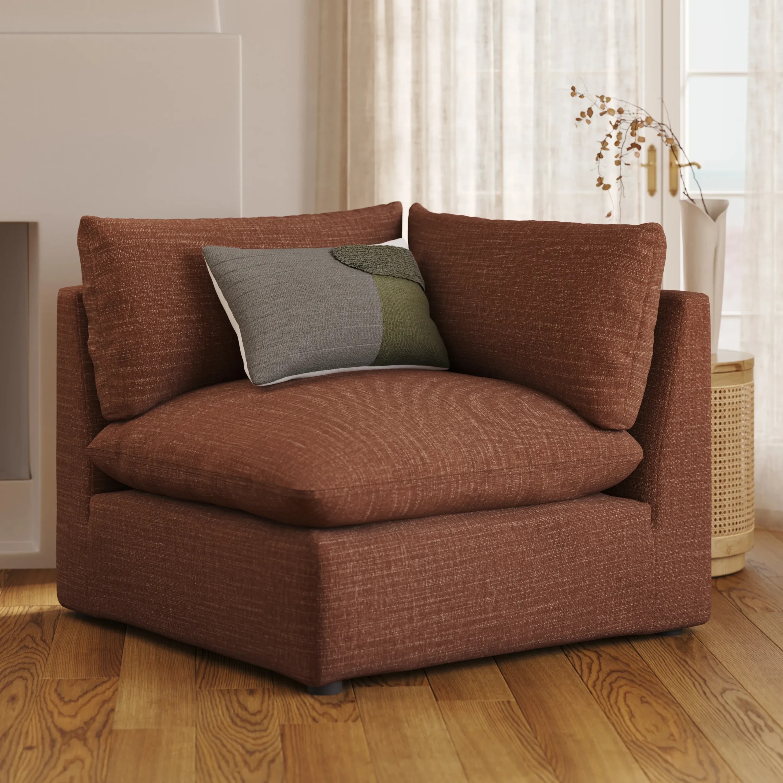 Leigh 41_ Corner Chair Module - Napa Rust